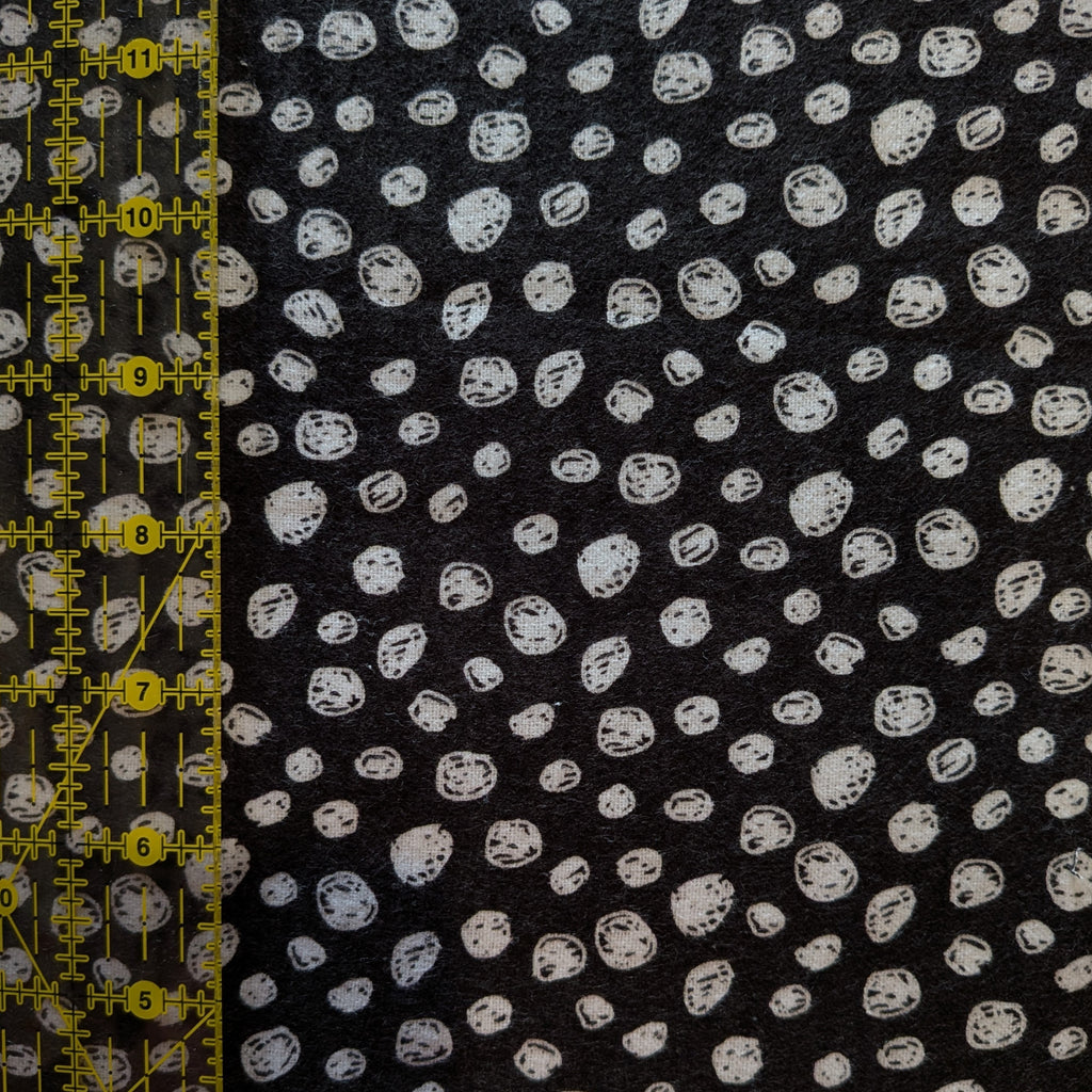 3 Wishes Fabric ~ Black and White DOTS ~ FLANNEL ~ Black and White ~ Sold by the 1/2 Yard