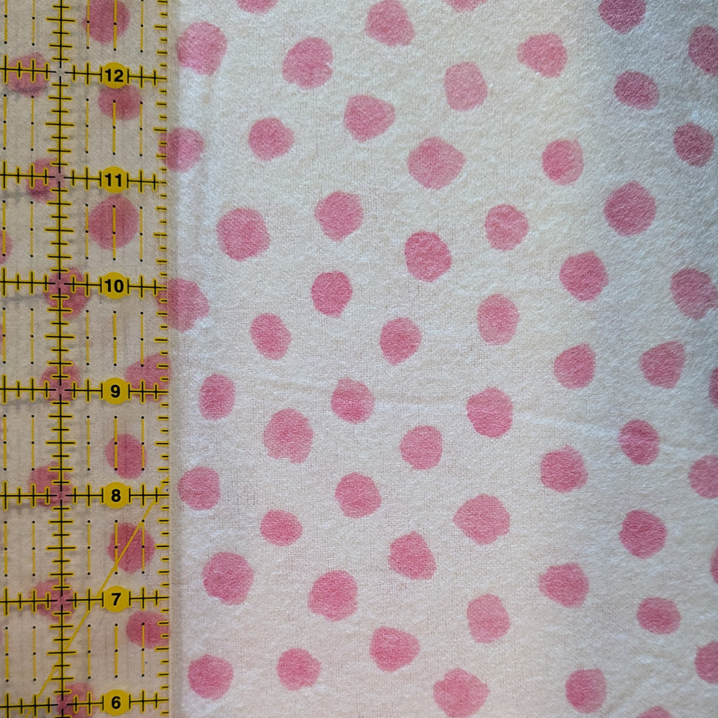 3 Wishes Fabric ~ PINK DOTS~ FLANNEL ~ Pink and White ~ Sold by the 1/2 Yard