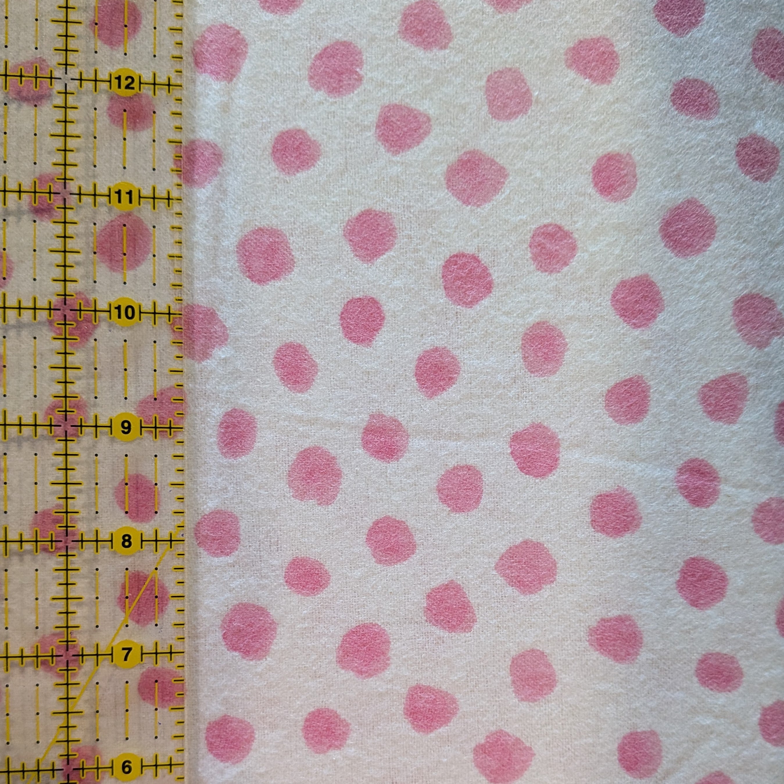 3 Wishes Fabric ~ PINK DOTS~ FLANNEL ~ Pink and White ~ Sold by the 1/2 Yard