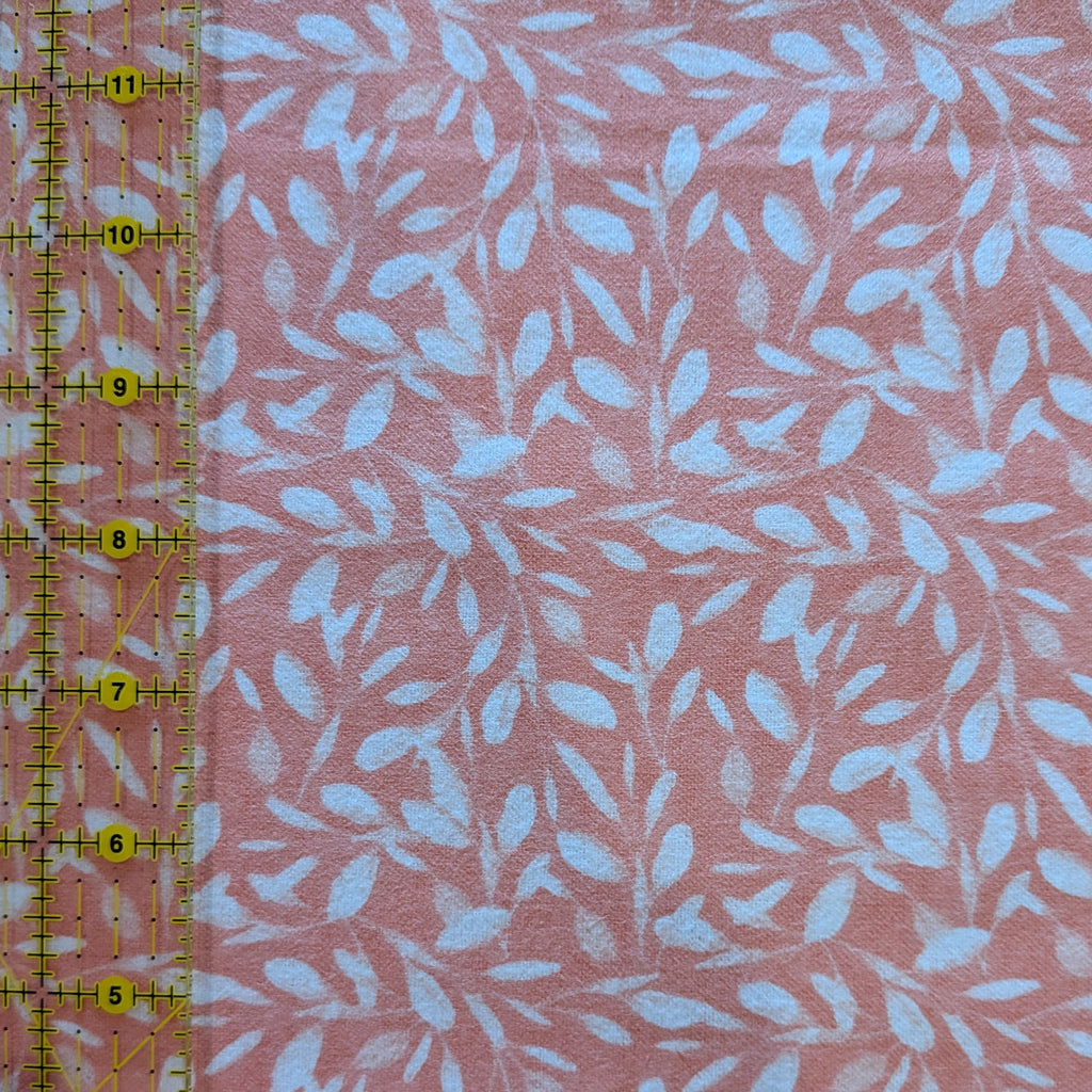 3 Wishes Fabric ~ VINE ~ FLANNEL ~ Coral and White ~ Sold by the 1/2 Yard