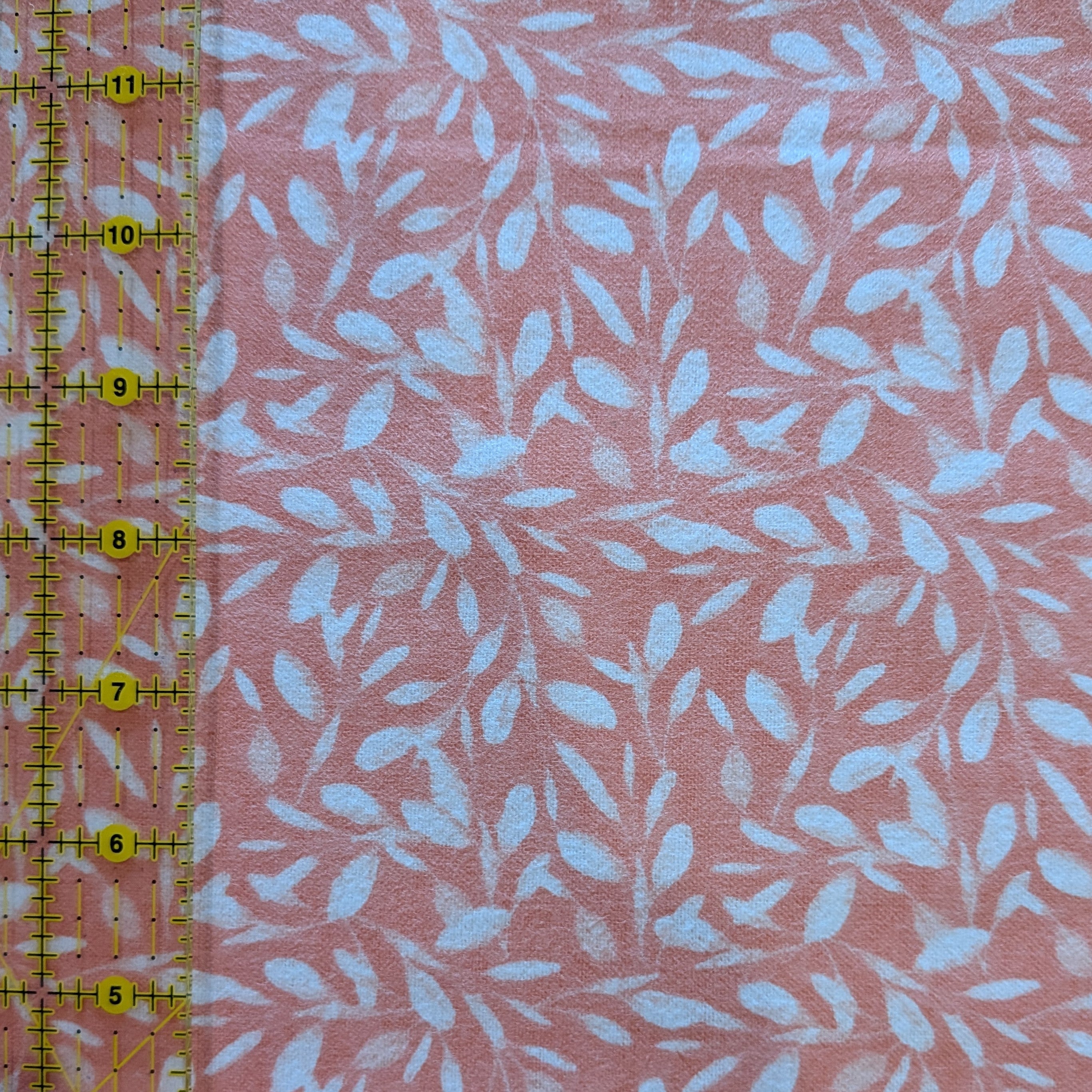 3 Wishes Fabric ~ VINE ~ FLANNEL ~ Coral and White ~ Sold by the 1/2 Yard