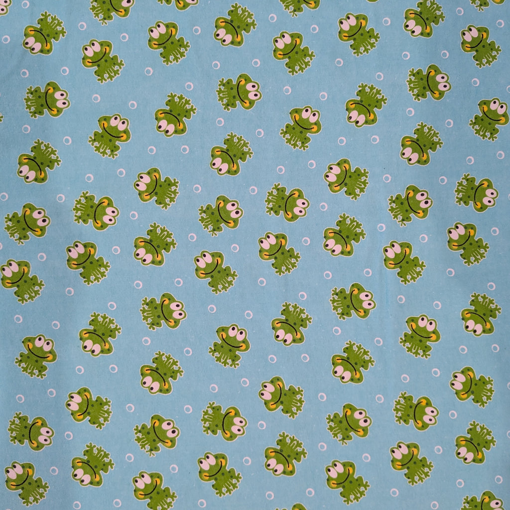 A.E. Nathan ~ BUBBLE FROG ~ FLANNEL ~ Aqua ~ Sold by the 1/2 Yard