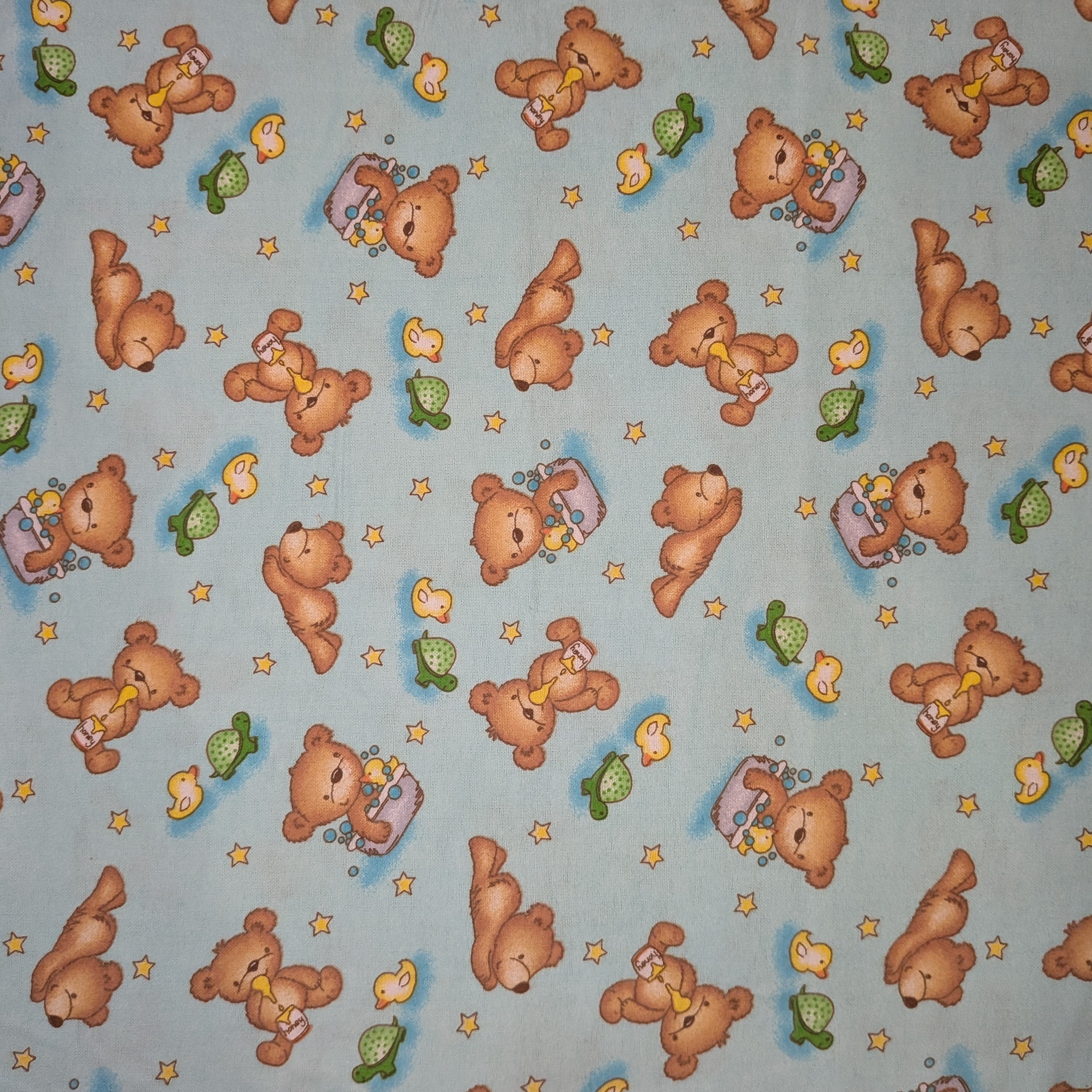 A.E. Nathan ~ TEDDY BEAR ~ FLANNEL ~ Aqua ~ Sold by the 1/2 Yard