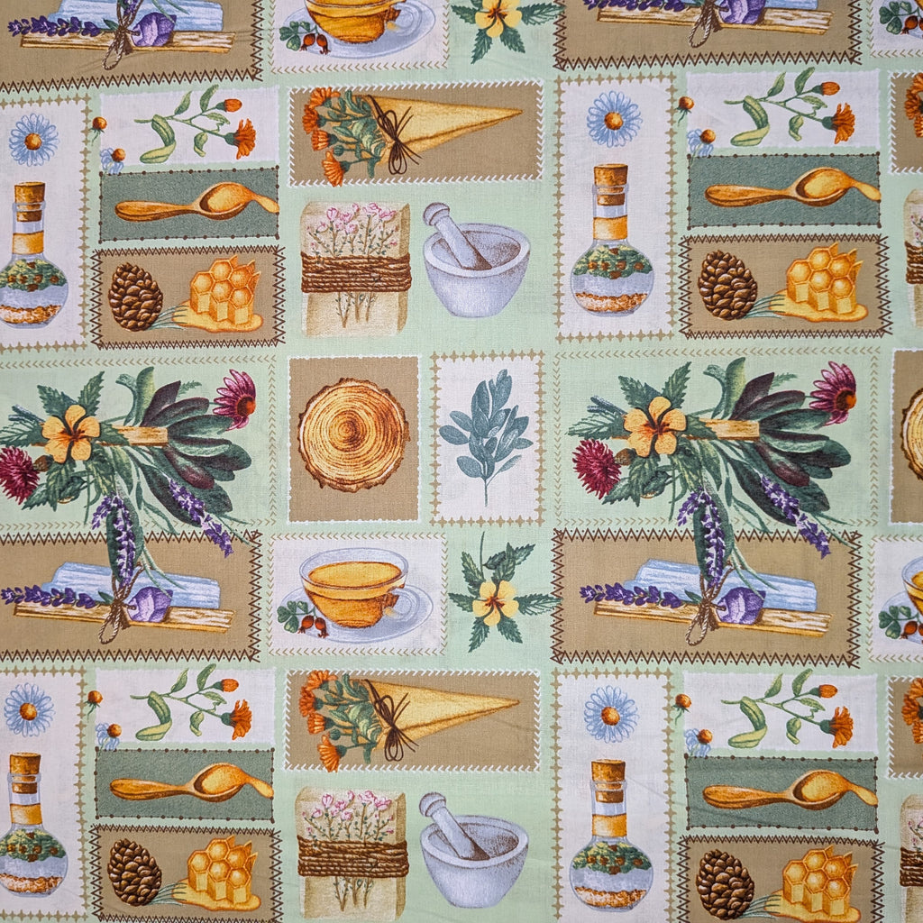 David Textiles ~ APOTHECARY (Potpourri of Novelty) ~ Multi ~ Sold by the 1/2 Yard