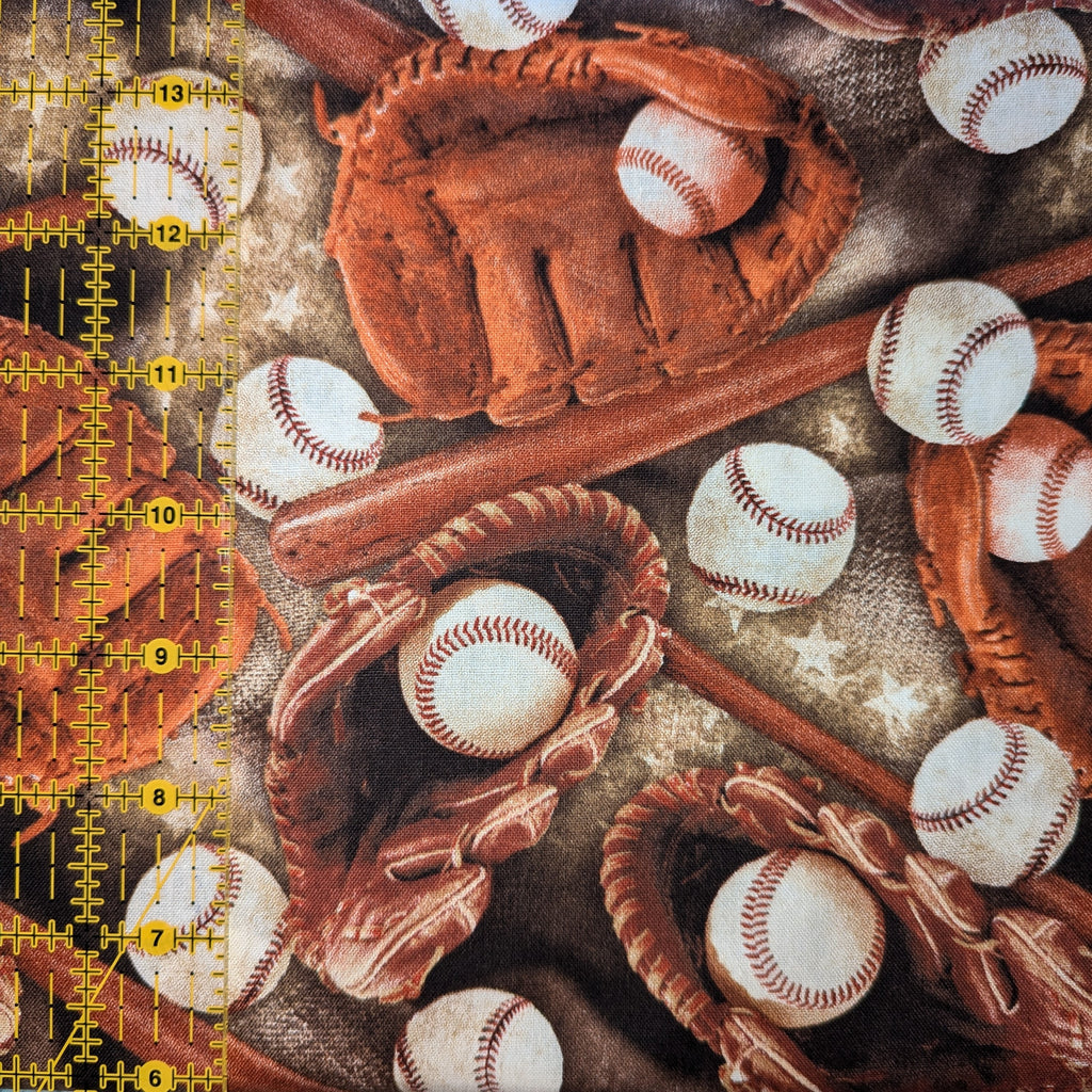 David Textiles ~ BASEBALL STARS (Potpourri of Novelty) ~ Multi ~ Sold by the 1/2 Yard