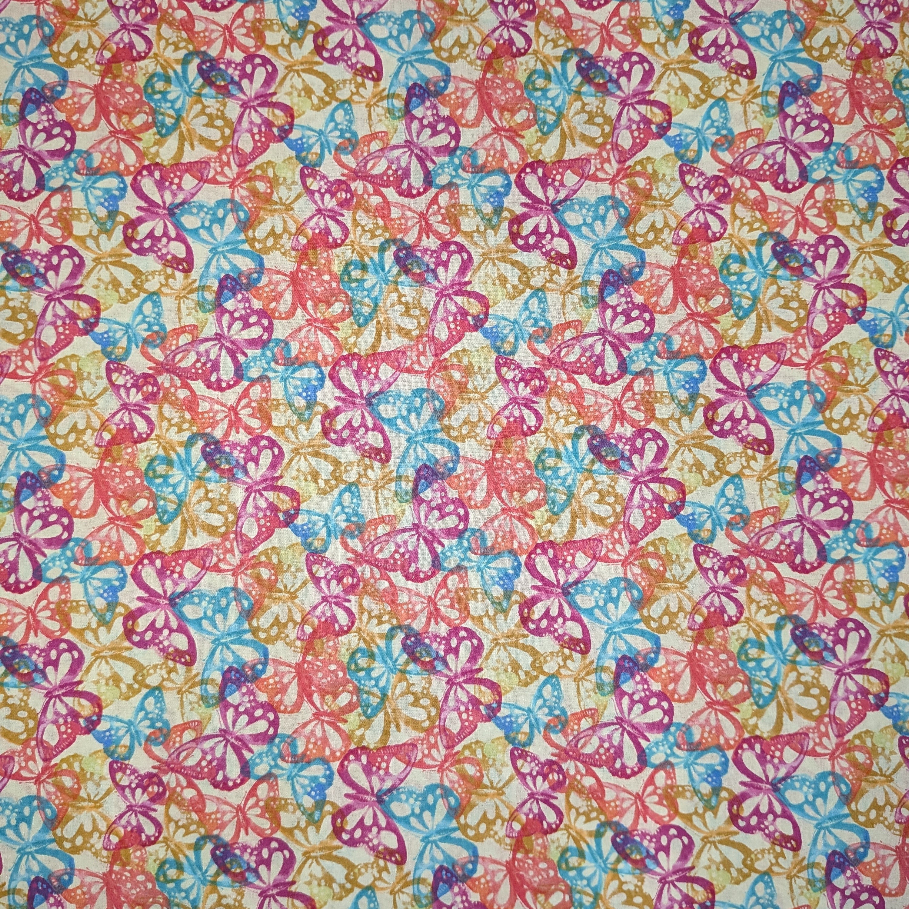 David Textiles ~ BUTTERFLY STAMPS  (Potpourri of Novelty) ~ Multi ~ Sold by the 1/2 Yard