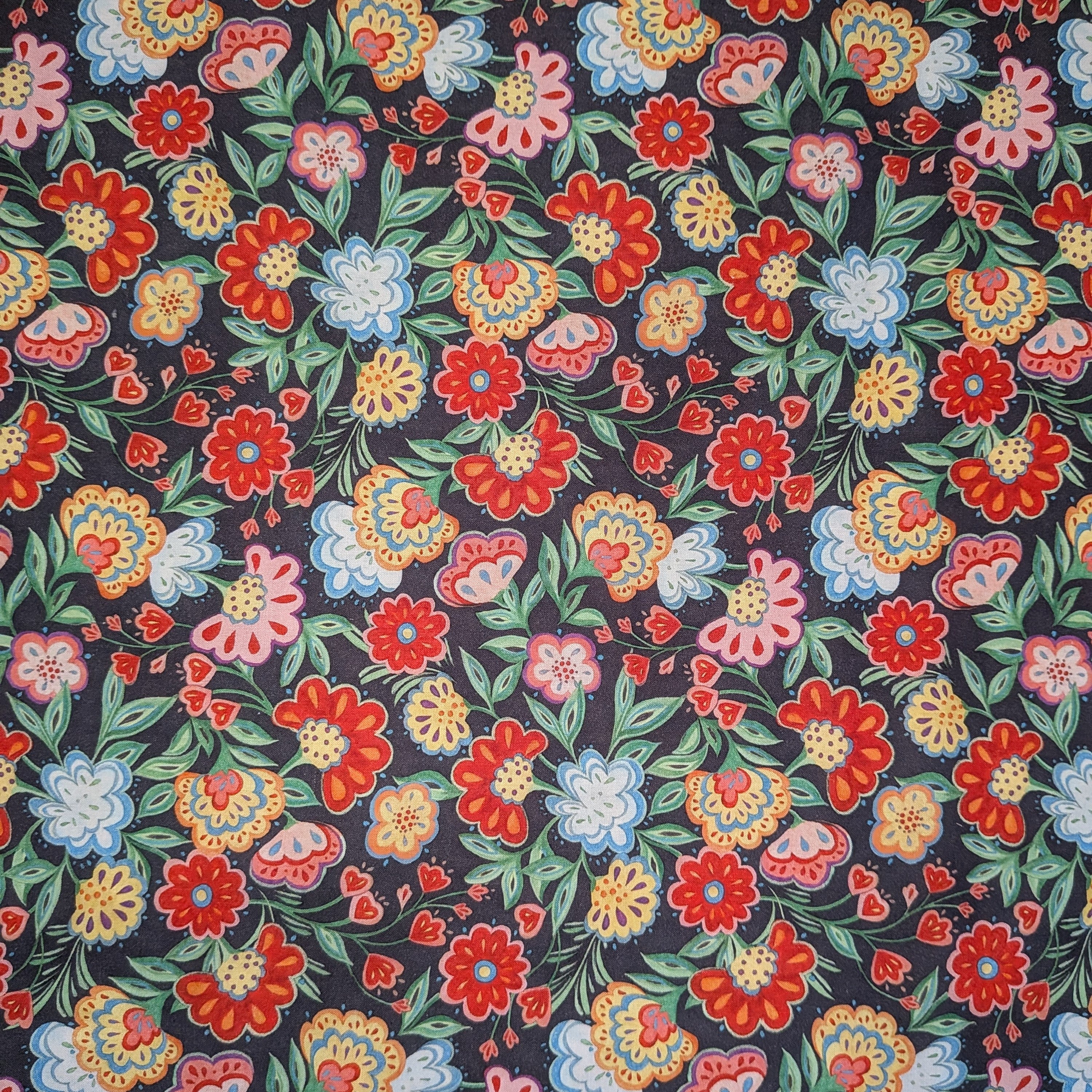 Springs Creative ~ Calico Red ~ FLORAL ~ (Licensed Print) ~ Multi ~ Sold by the 1/2 Yard