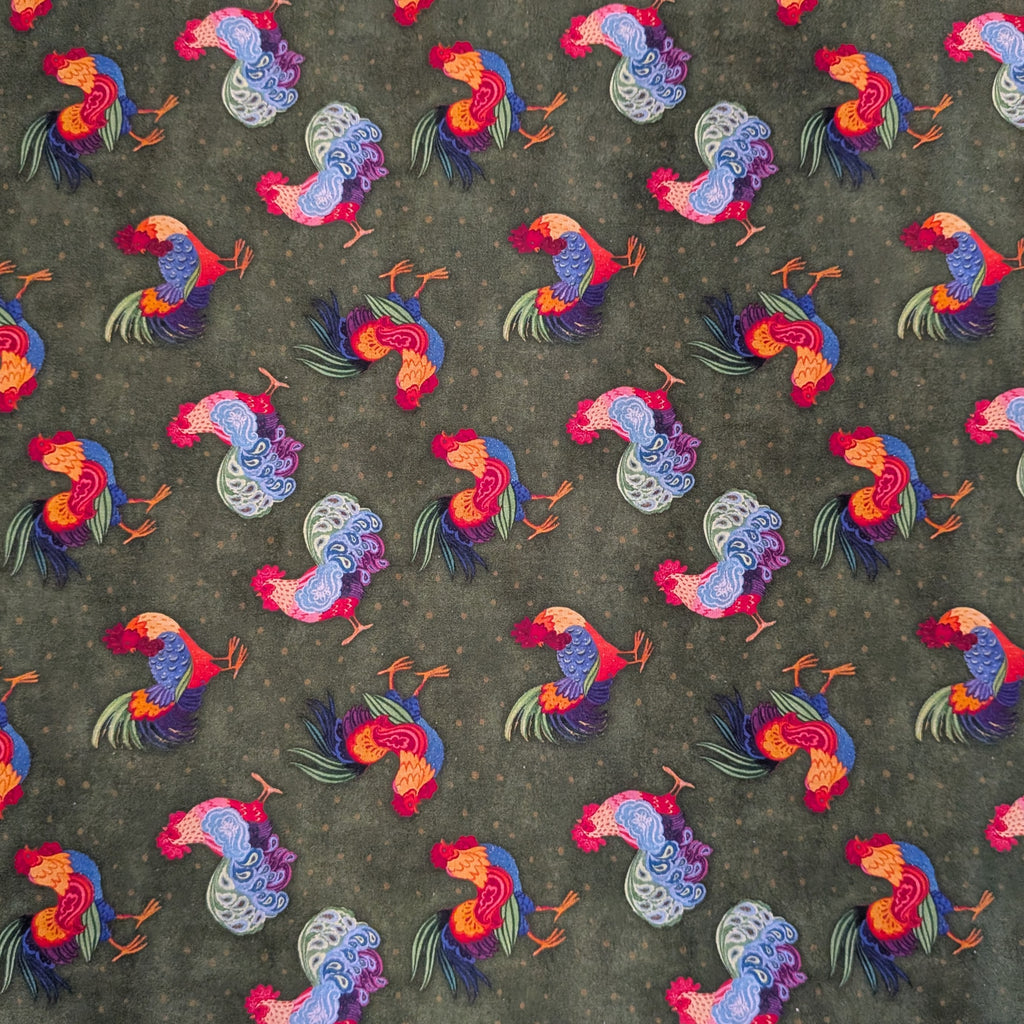 Springs Creative ~ Calico Red ~ ROOSTER TOSS ~ (Licensed Print) ~ Multi ~ Sold by the 1/2 Yard