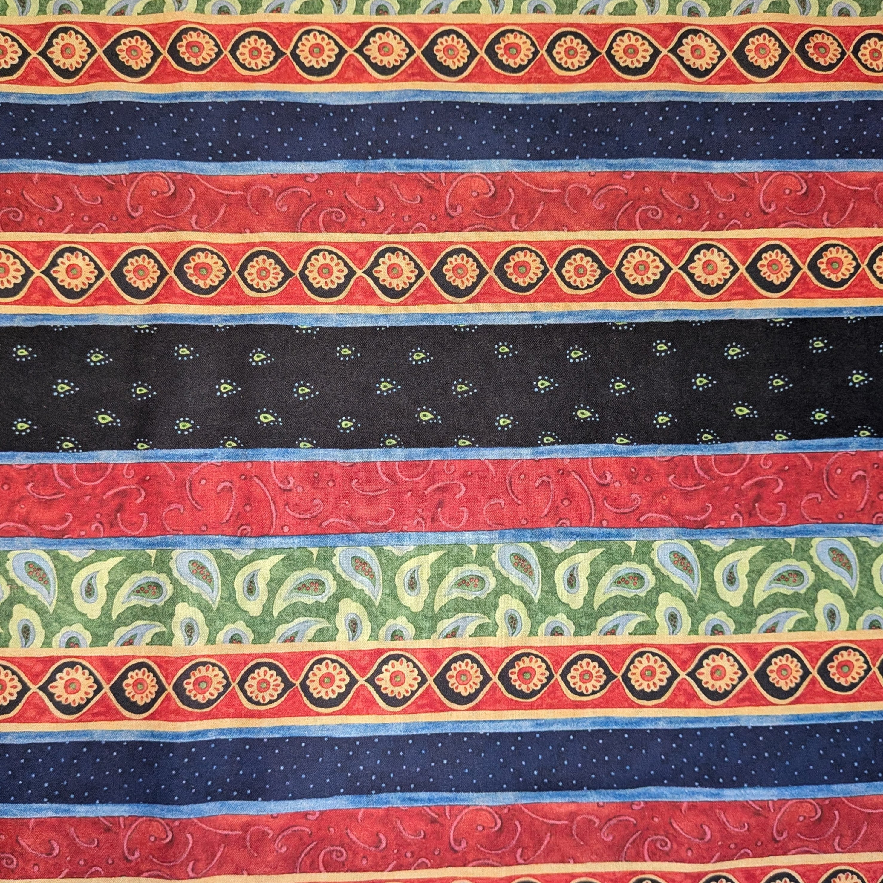 Springs Creative ~ Calico Red ~ STRIPE ~ (Licensed Print) ~ Multi ~ Sold by the 1/2 Yard