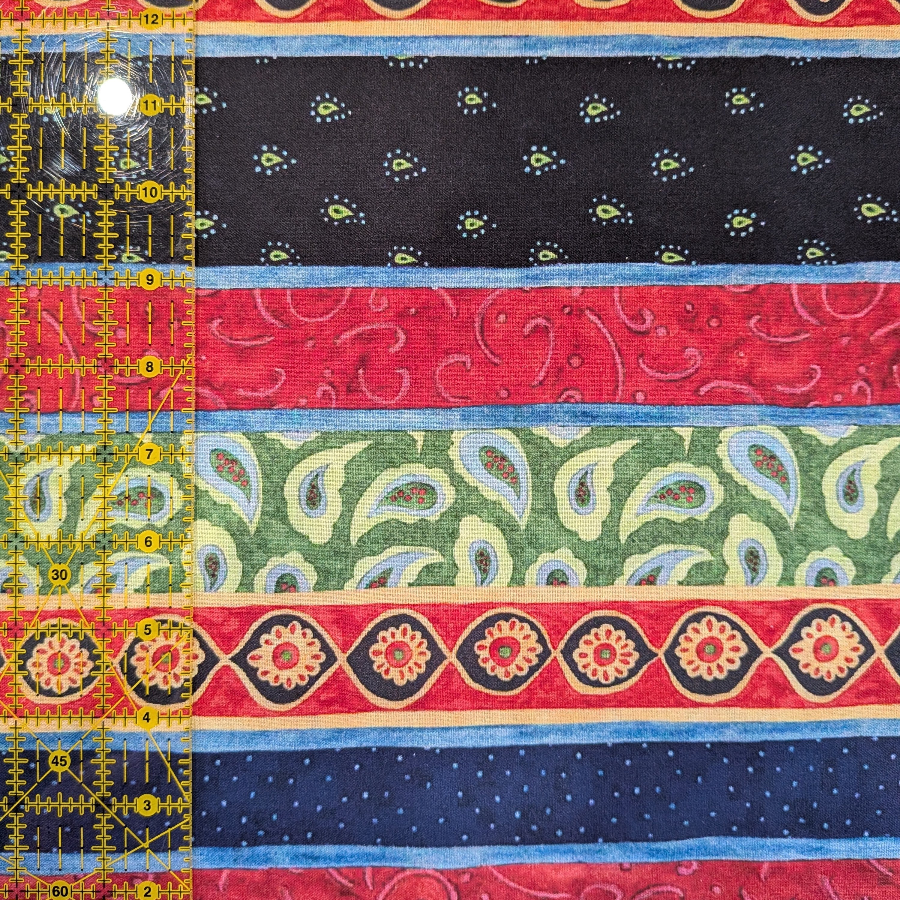 Springs Creative ~ Calico Red ~ STRIPE ~ (Licensed Print) ~ Multi ~ Sold by the 1/2 Yard