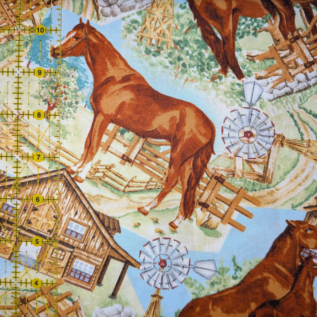 David Textiles ~ FARM HORSE (Potpourri of Novelty) ~ Multi ~ Sold by the 1/2 Yard