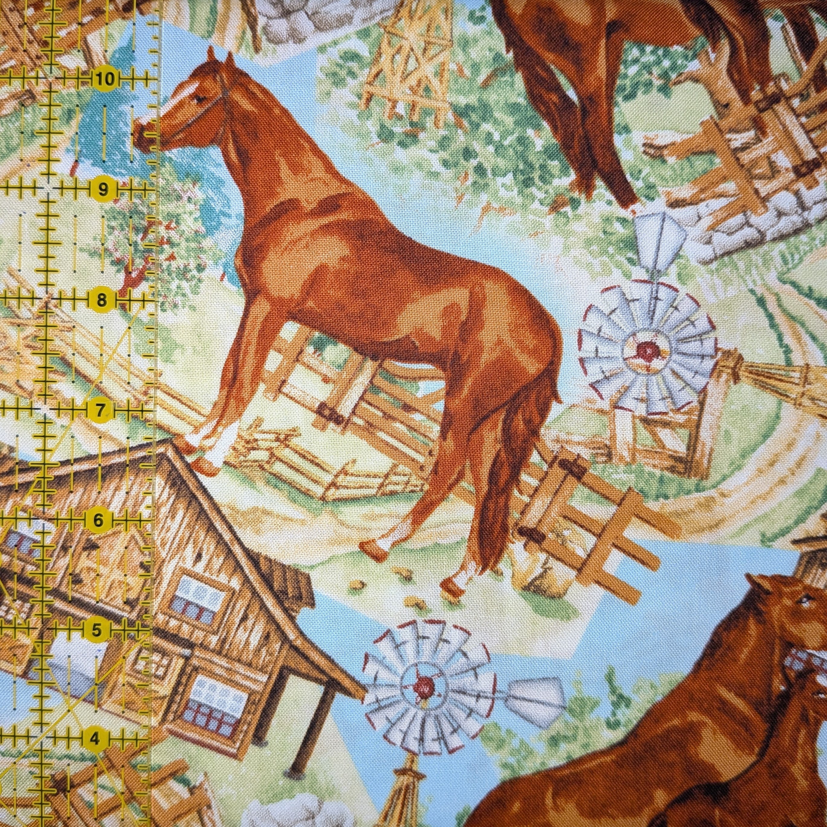 David Textiles ~ FARM HORSE (Potpourri of Novelty) ~ Multi ~ Sold by the 1/2 Yard