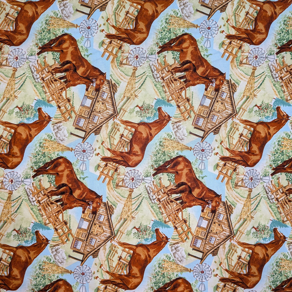 David Textiles ~ FARM HORSE (Potpourri of Novelty) ~ Multi ~ Sold by the 1/2 Yard