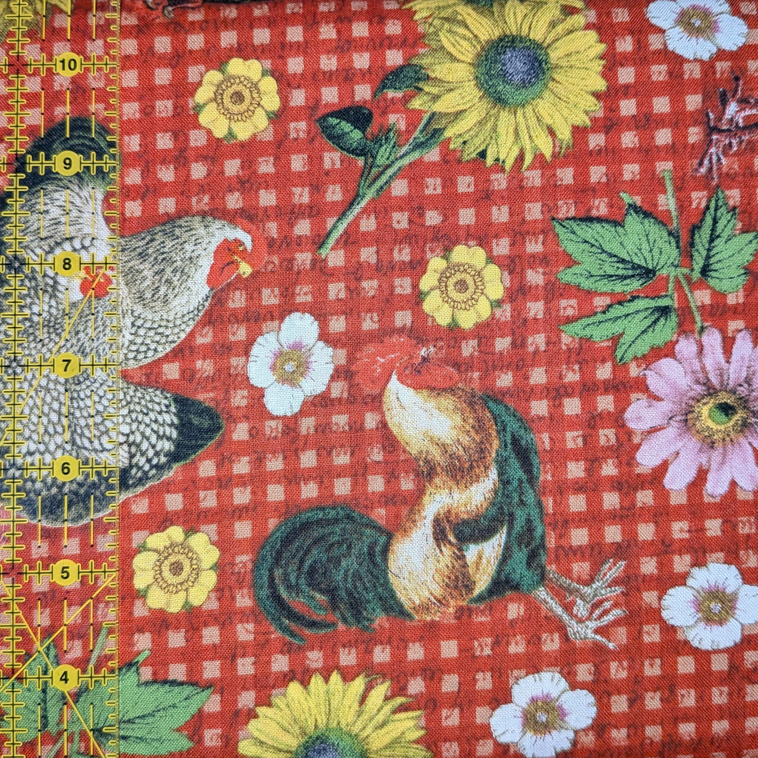 David Textiles ~ FARMHOUSE GINGHAM (Potpourri of Novelty) ~ Red ~ Sold by the 1/2 Yard