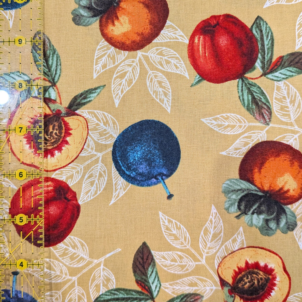 David Textiles ~ FRESH FRUIT TOSS (Potpourri of Novelty) ~ Beige~ Sold by the 1/2 Yard