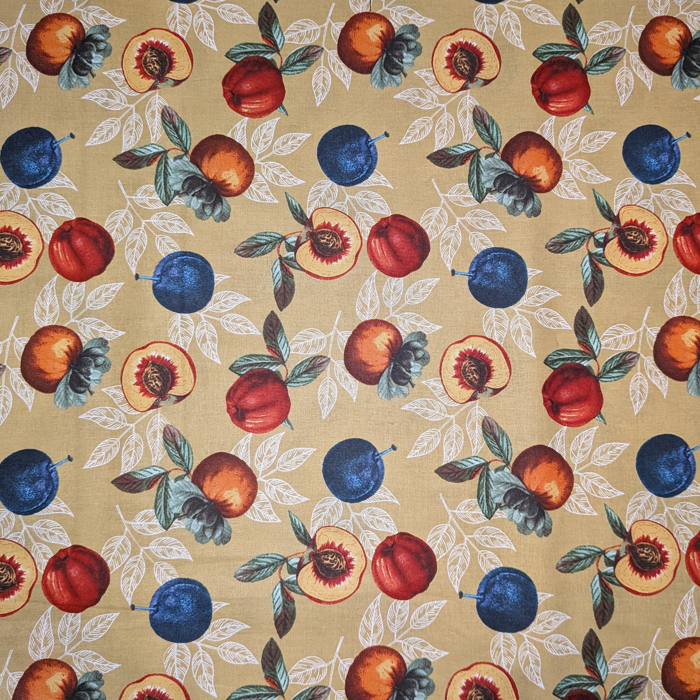 David Textiles ~ FRESH FRUIT TOSS (Potpourri of Novelty) ~ Beige~ Sold by the 1/2 Yard