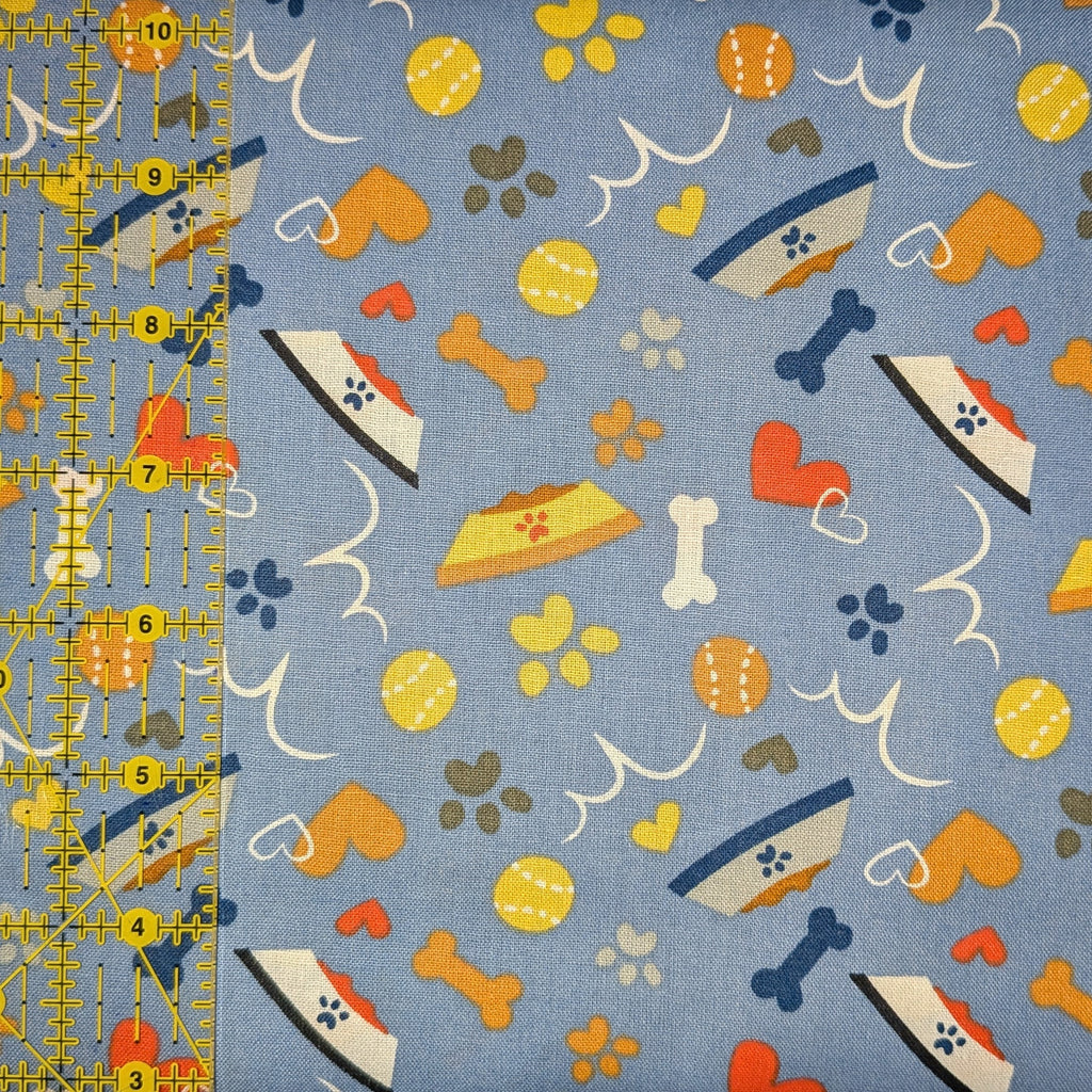 David Textiles ~ GOOD PUPPY PLAY (Potpourri of Novelty) ~ Lavender ~ Sold by the 1/2 Yard