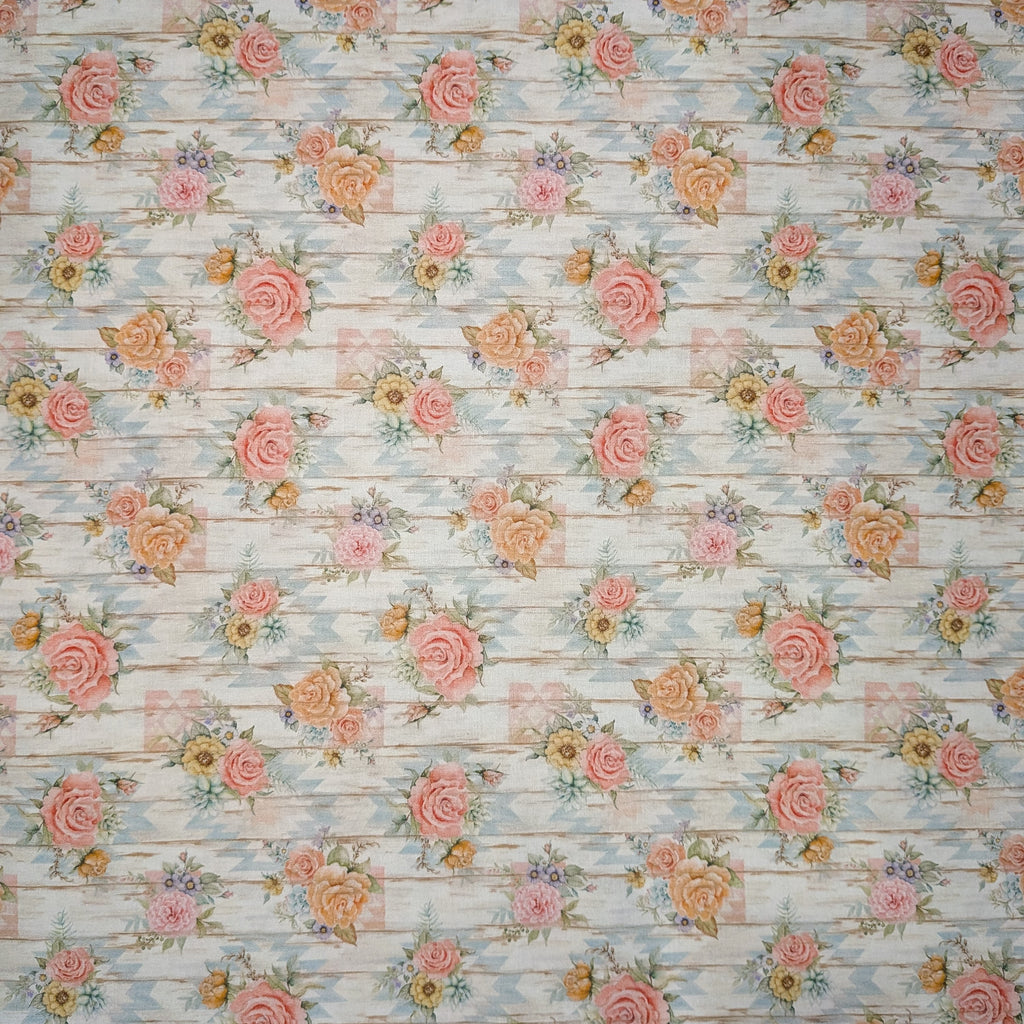 Springs Creative ~ Highland Ranch ~ COUNTRY ROSE ~ (Licensed Print) ~ Blue ~ Sold by the 1/2 Yard