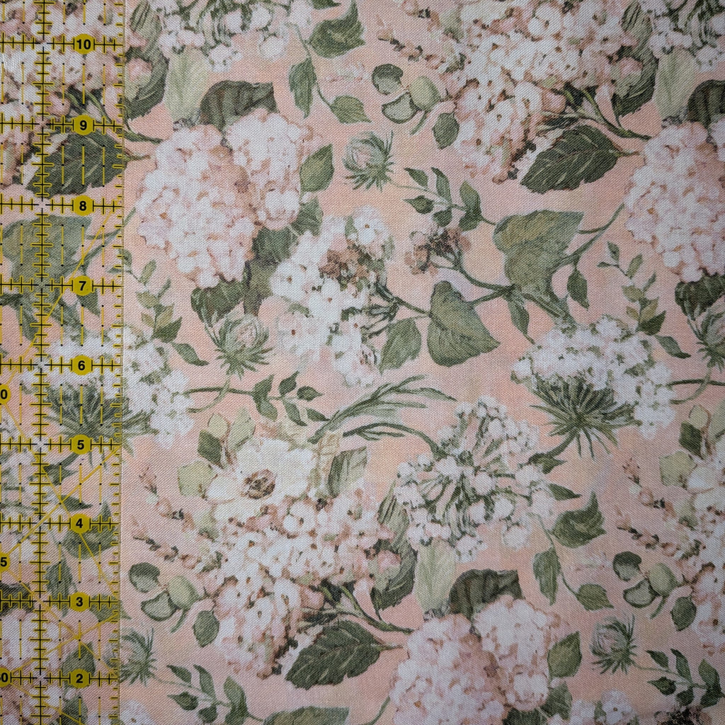 Springs Creative ~ Hydrangea ~ PACKED FLORAL ~ (Licensed Print) ~ Multi ~ Sold by the 1/2 Yard