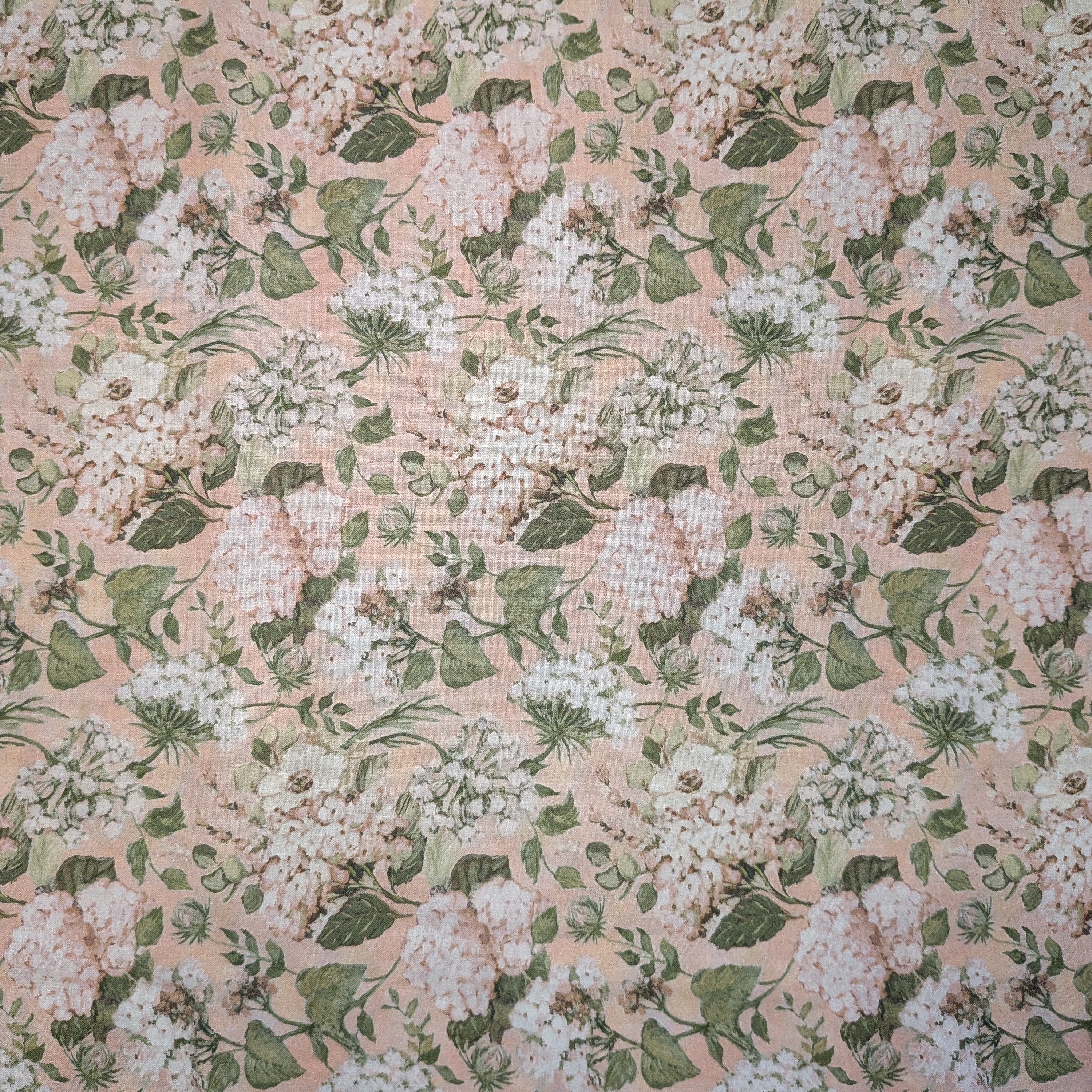 Springs Creative ~ Hydrangea ~ PACKED FLORAL ~ (Licensed Print) ~ Multi ~ Sold by the 1/2 Yard