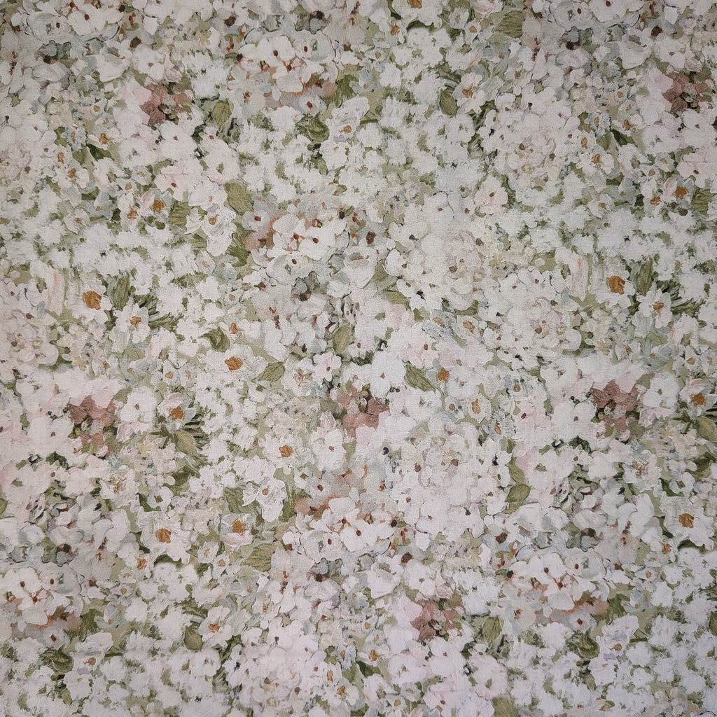 Springs Creative ~ Hydrangea ~ WHITE FLORAL ~ (Licensed Print) ~ Green and White ~ Sold by the 1/2 Yard