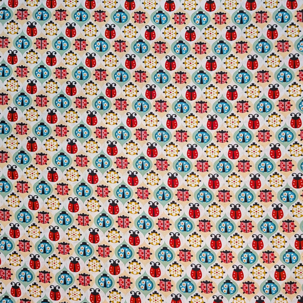 David Textiles ~ LADYBUG DIAMONDS (Potpourri of Novelty) ~ Multi ~ Sold by the 1/2 Yard