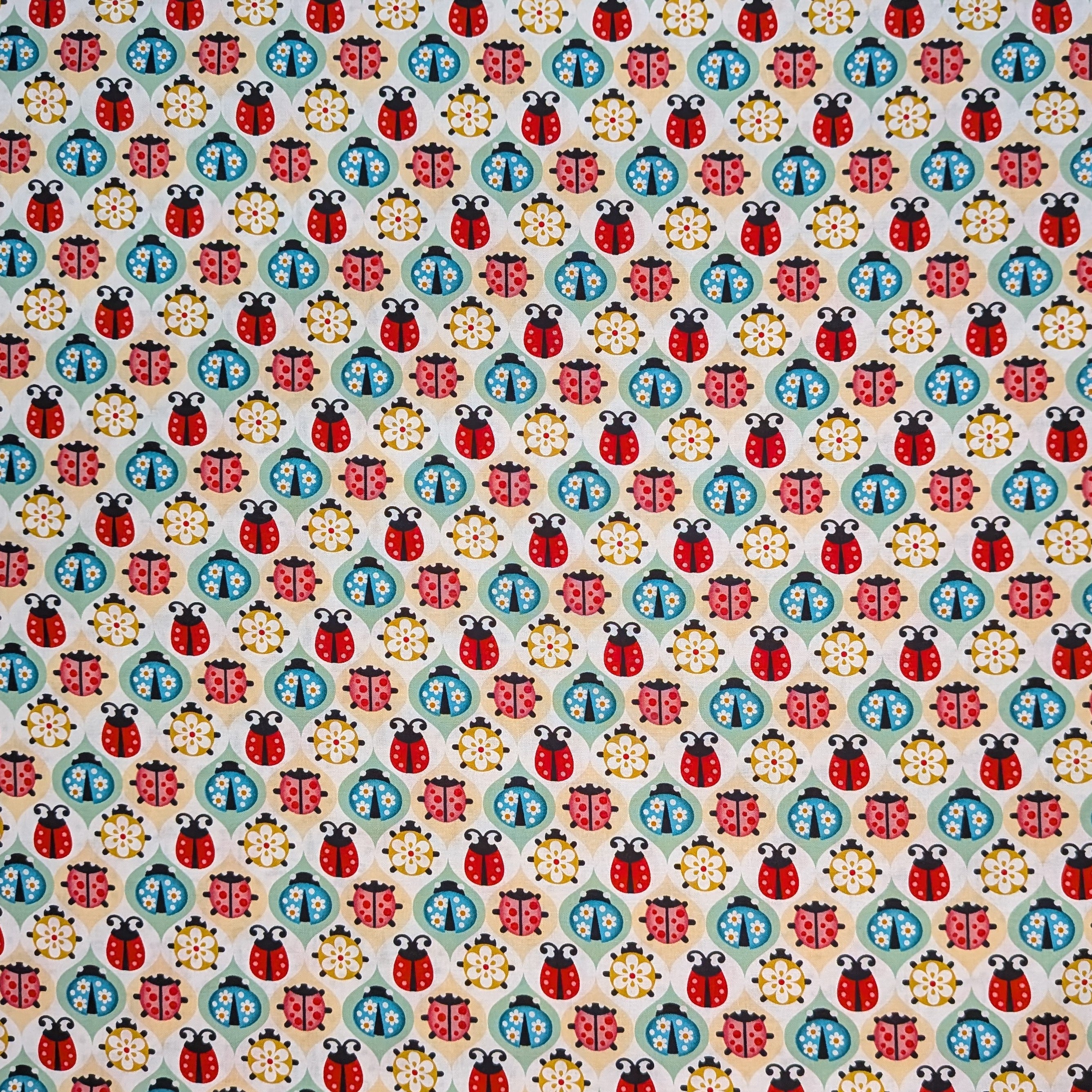 David Textiles ~ LADYBUG DIAMONDS (Potpourri of Novelty) ~ Multi ~ Sold by the 1/2 Yard