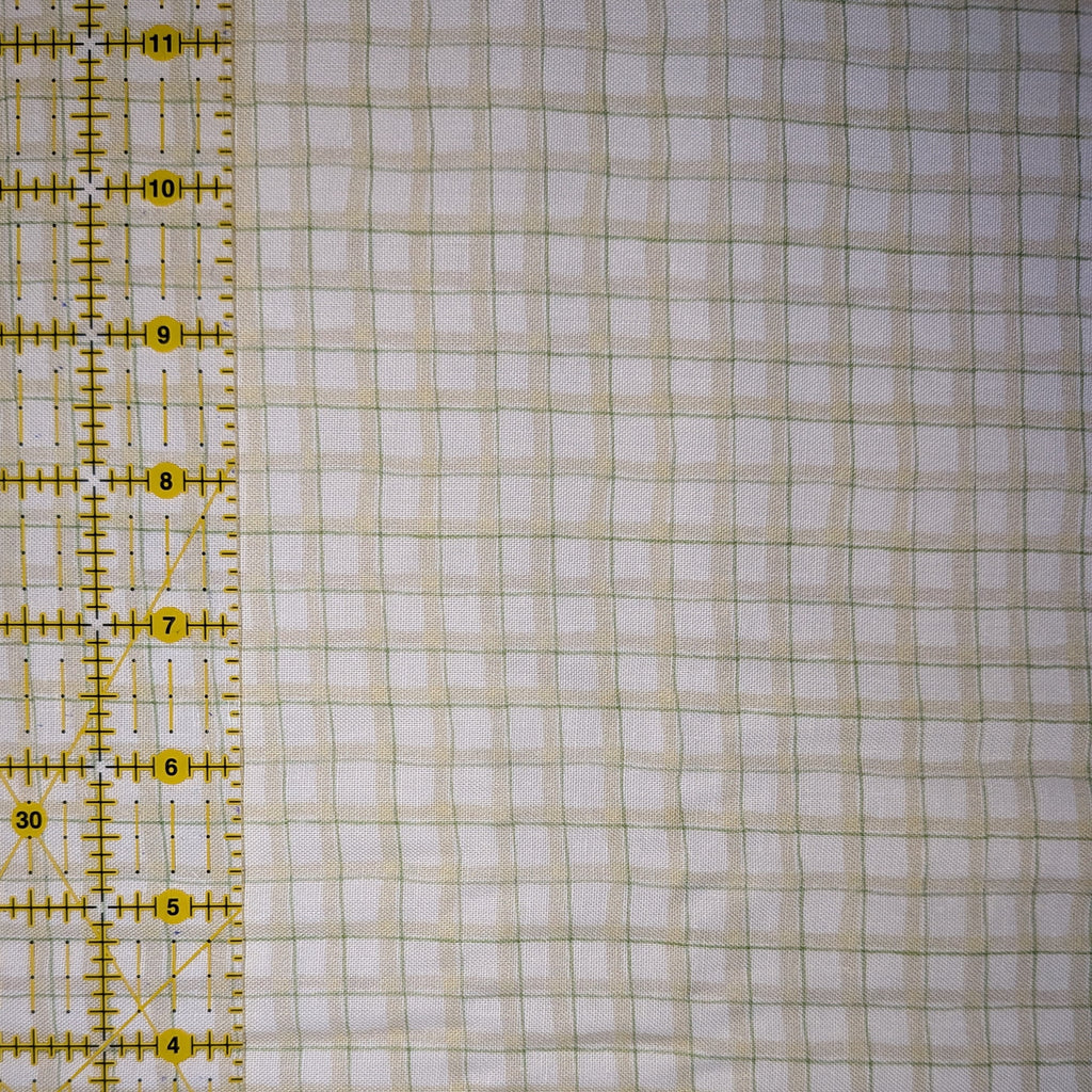 Springs Creative ~ Mushrooms ~ PLAID ~ (Licensed Print) ~ Green and White ~ Sold by the 1/2 Yard