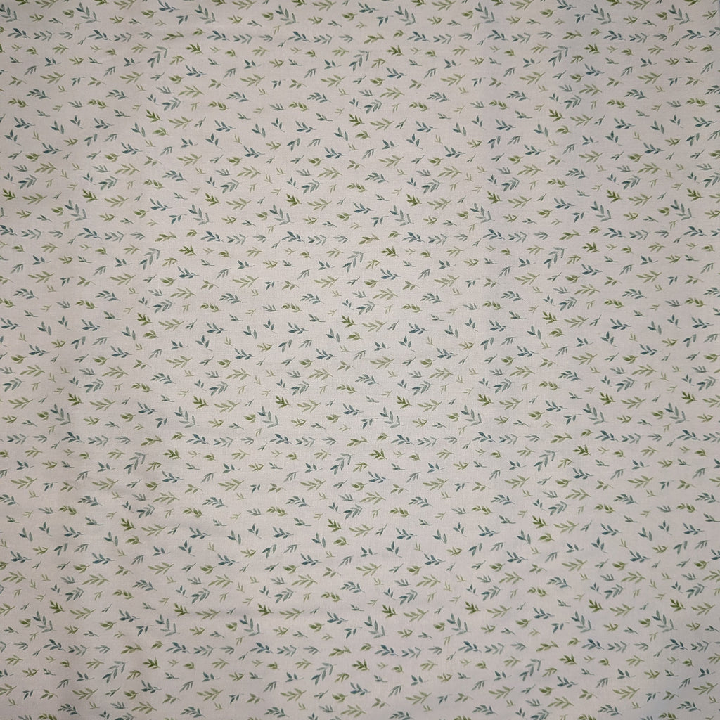 Springs Creative ~ Mushrooms ~ TINY LEAVES ~ (Licensed Print) ~ White ~ Sold by the 1/2 Yard