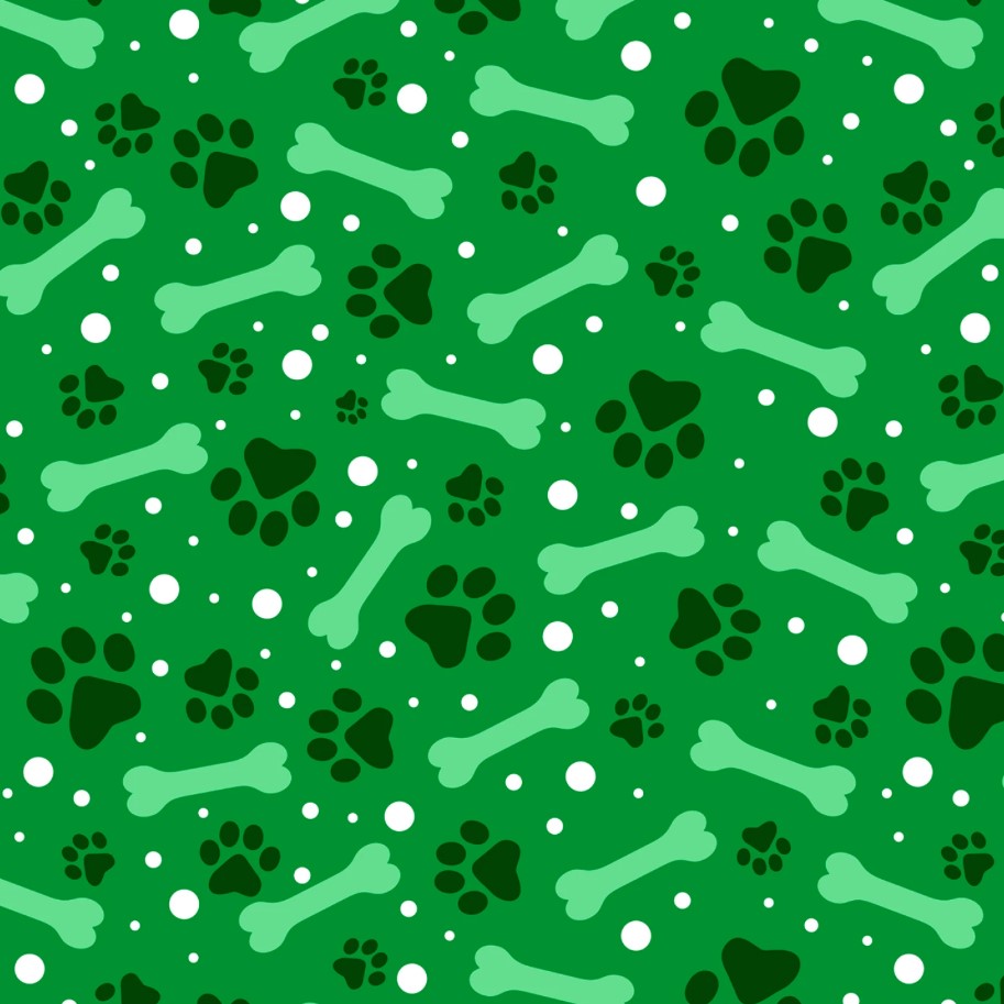 David Textiles ~ PAWS AND BONES (Potpourri of Novelty) ~ Blue, Green, or Pink ~ Sold by the 1/2 Yard