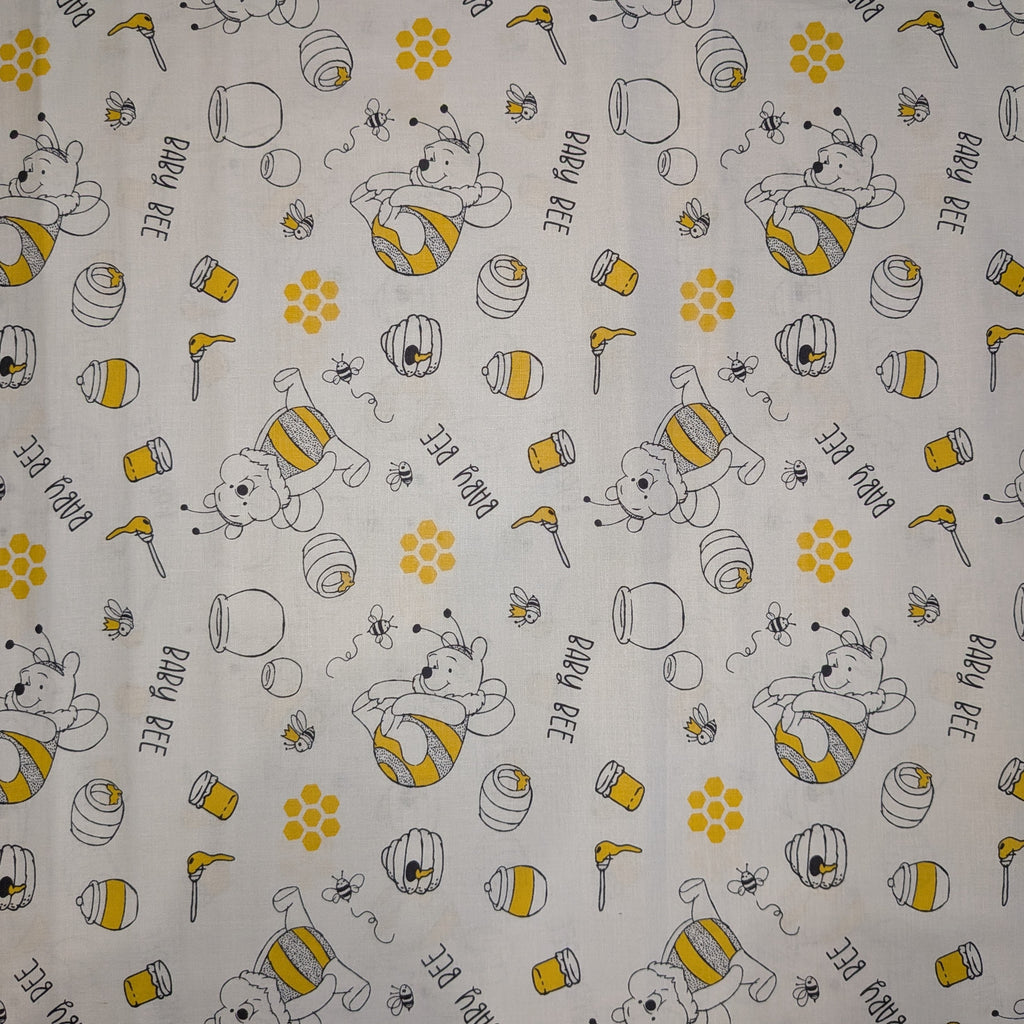 Springs Creative ~ Winnie The POOH BABY BEE (Licensed Print) ~ White ~ Sold by the 1/2 Yard