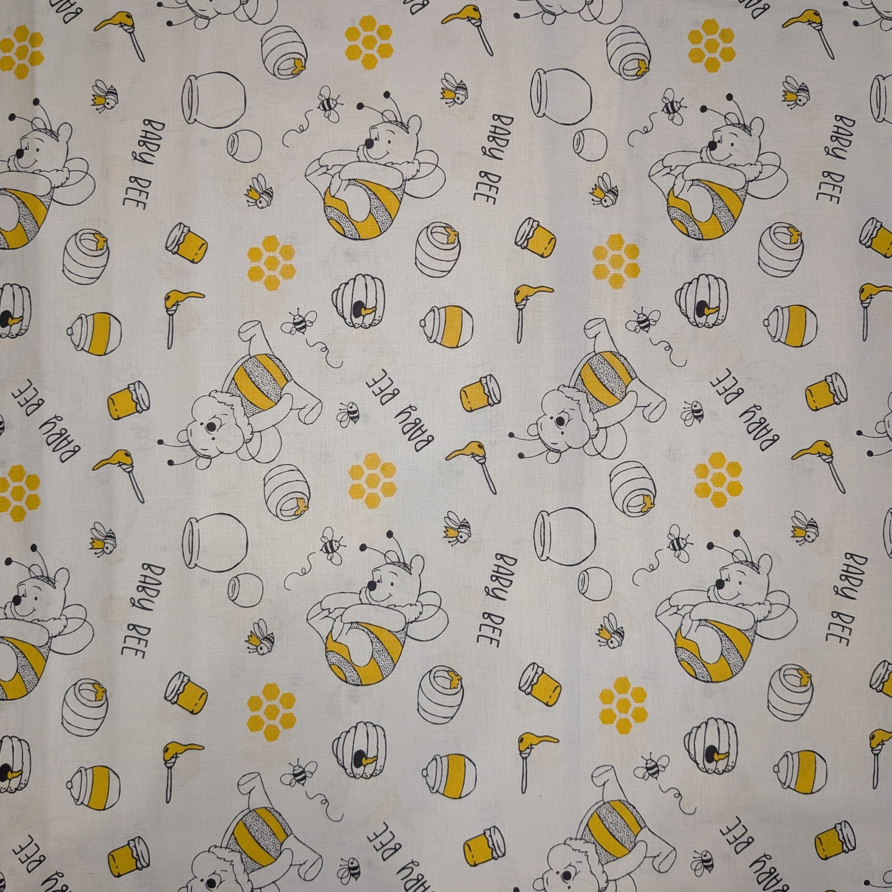 Springs Creative ~ Winnie The POOH BABY BEE (Licensed Print) ~ White ~ Sold by the 1/2 Yard