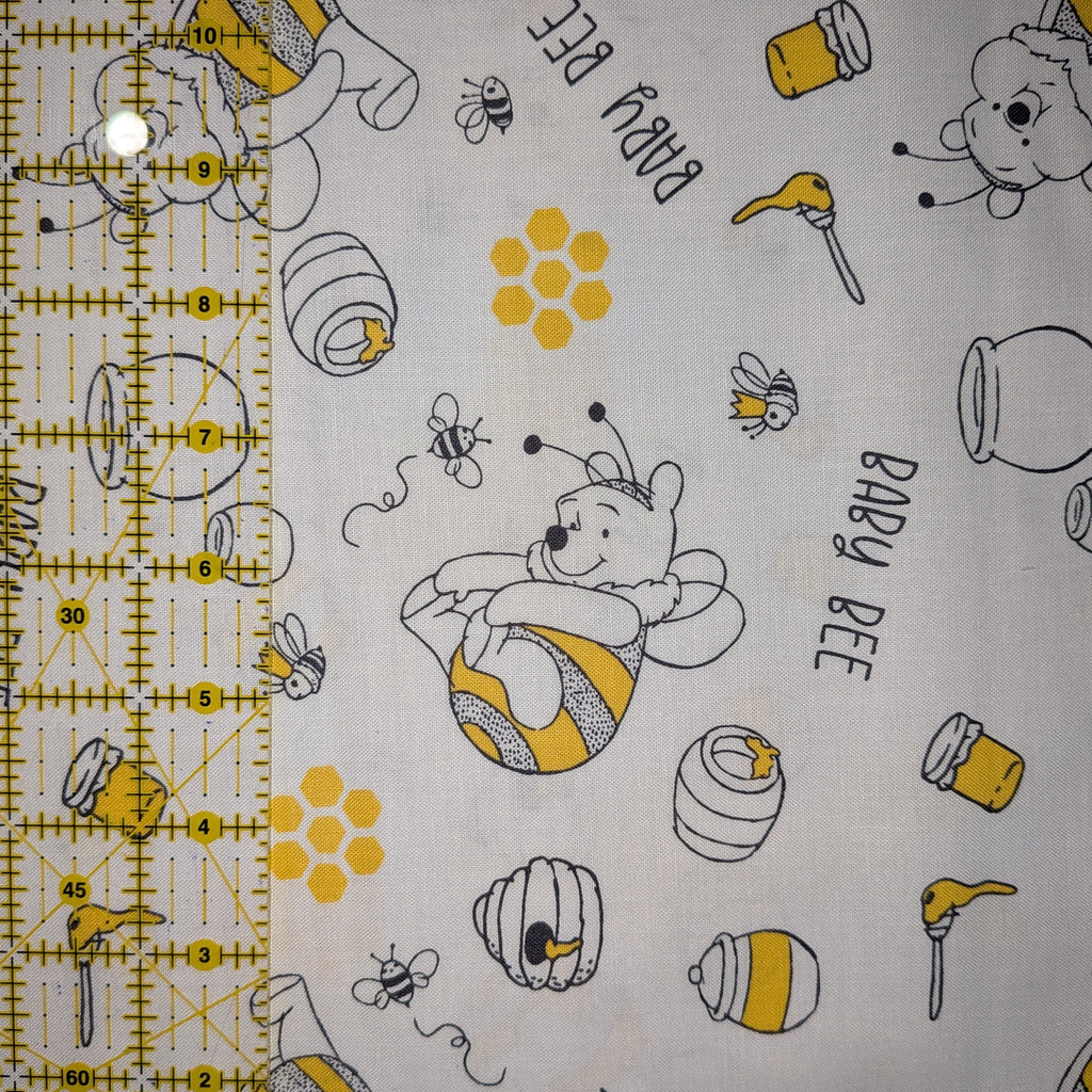 Springs Creative ~ Winnie The POOH BABY BEE (Licensed Print) ~ White ~ Sold by the 1/2 Yard