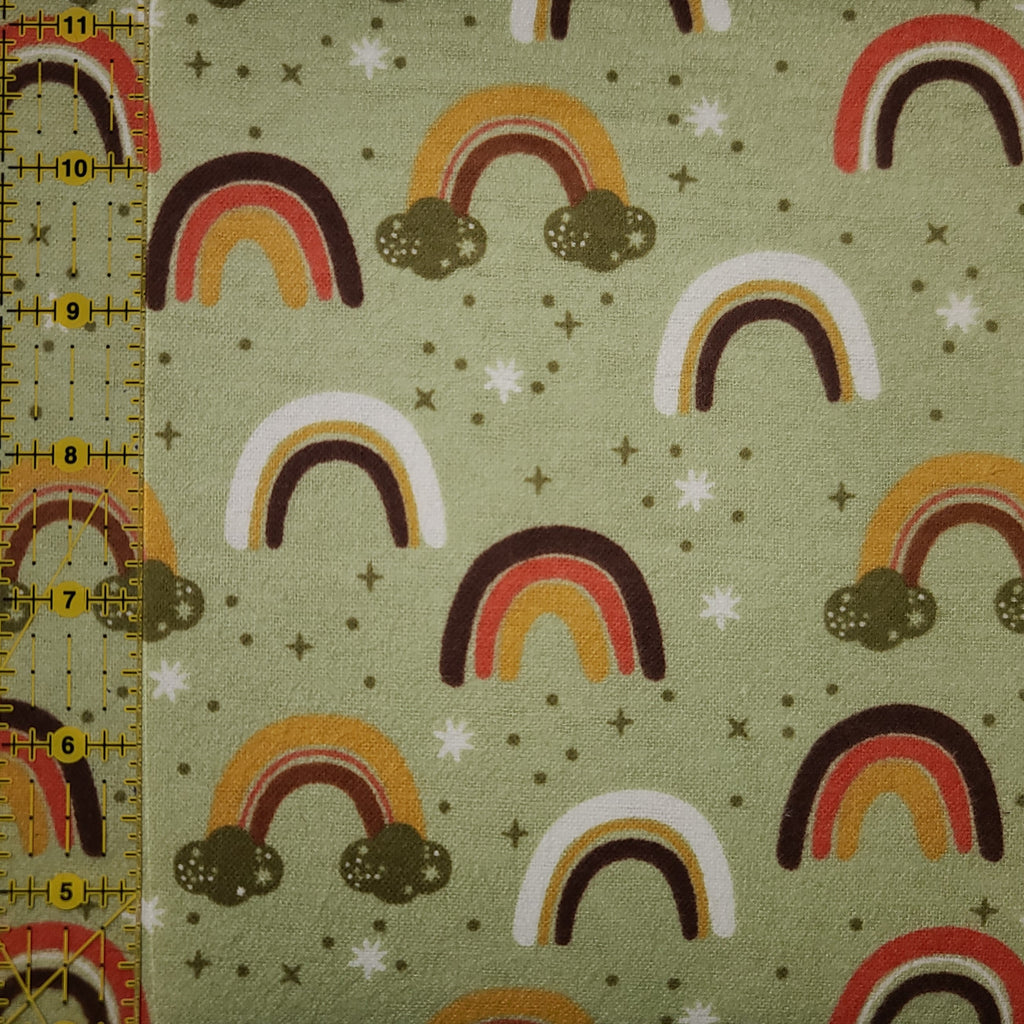 David Textiles ~ RAINBOW SCATTER  ~ FLANNEL ~ Green ~ Sold by the 1/2 Yard