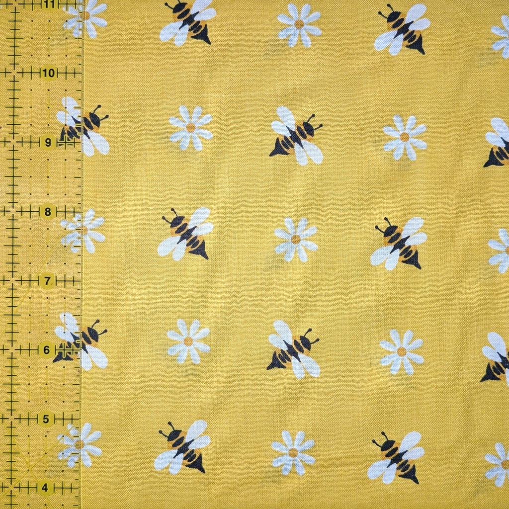 David Textiles ~ SIMPLE BEES (Potpourri of Novelty) ~ Yellow ~ Sold by the 1/2 Yard