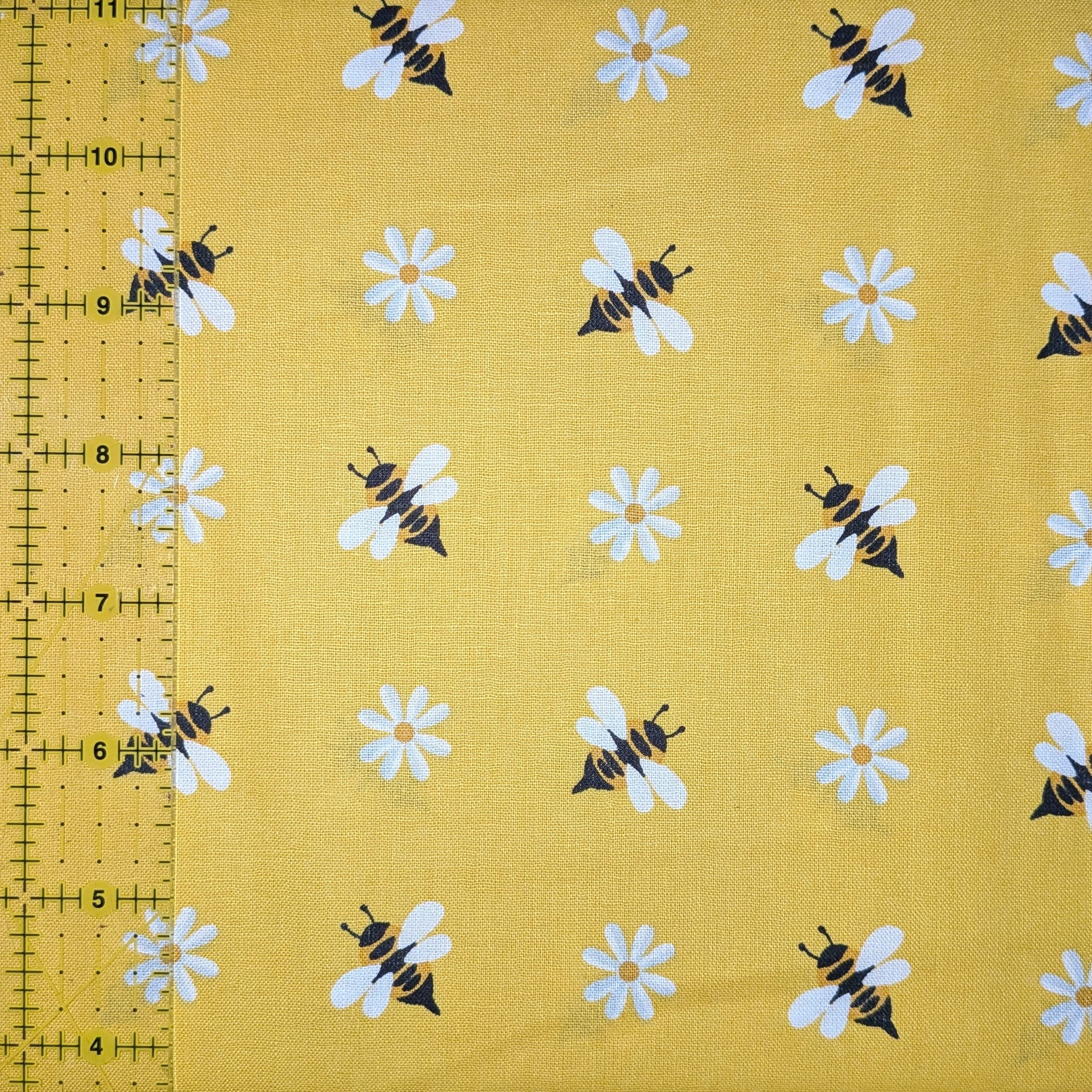 David Textiles ~ SIMPLE BEES (Potpourri of Novelty) ~ Yellow ~ Sold by the 1/2 Yard