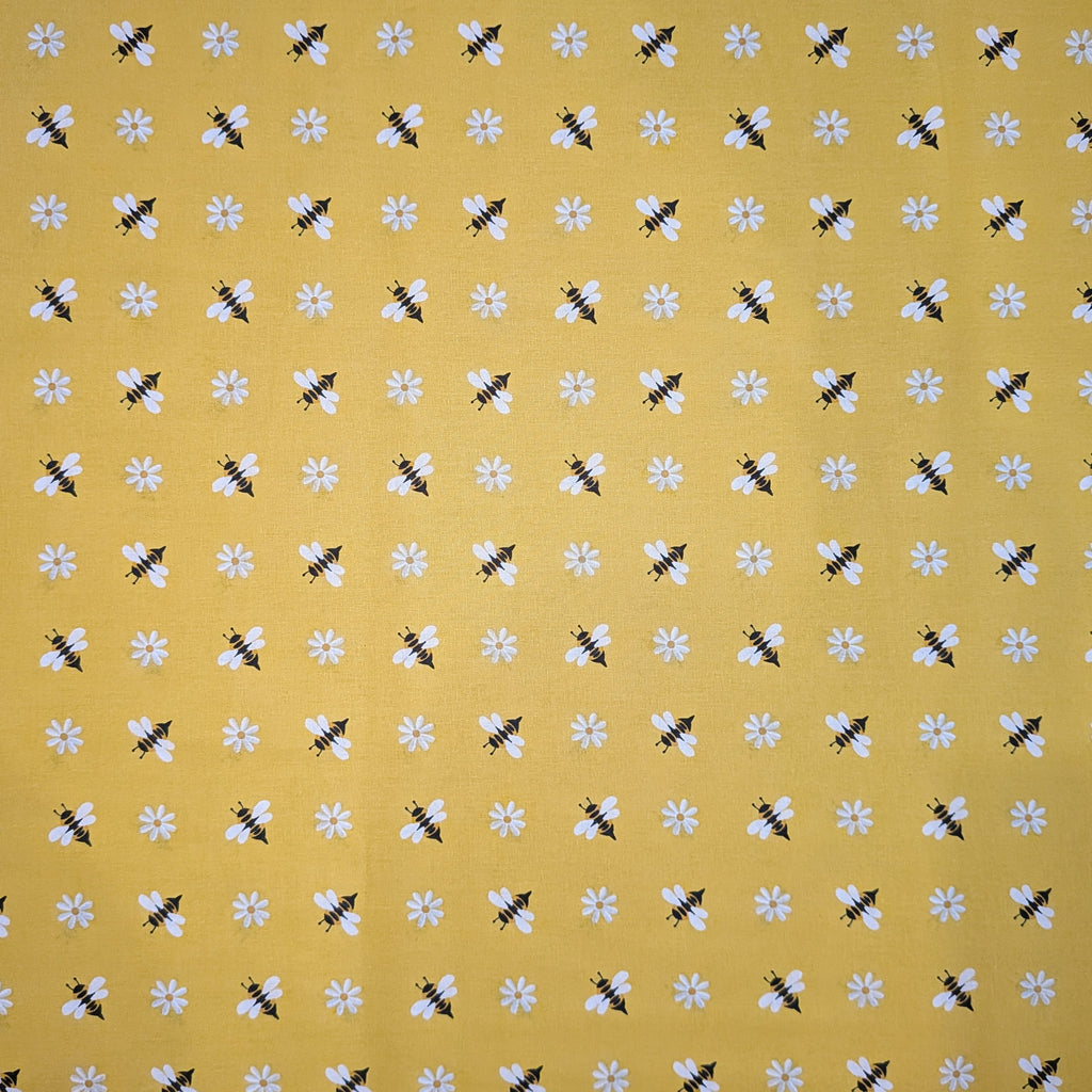 David Textiles ~ SIMPLE BEES (Potpourri of Novelty) ~ Yellow ~ Sold by the 1/2 Yard