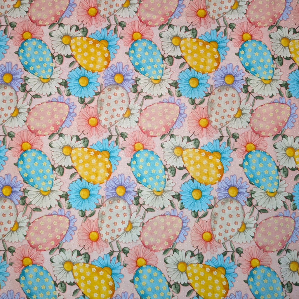 David Textiles ~ SPRING EGGS (Sweet Spring) ~ Pink ~ Sold by the 1/2 Yard