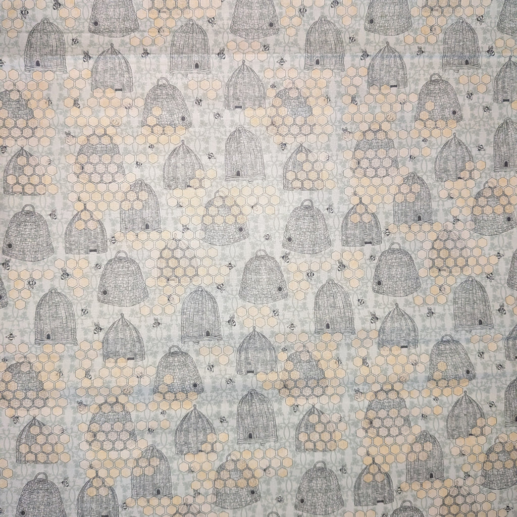 Springs Creative ~ Sweet As Can Bee ~ BEEHIVES and HONEYCOMB ~ (Licensed Print) ~ Gray ~ Sold by the 1/2 Yard