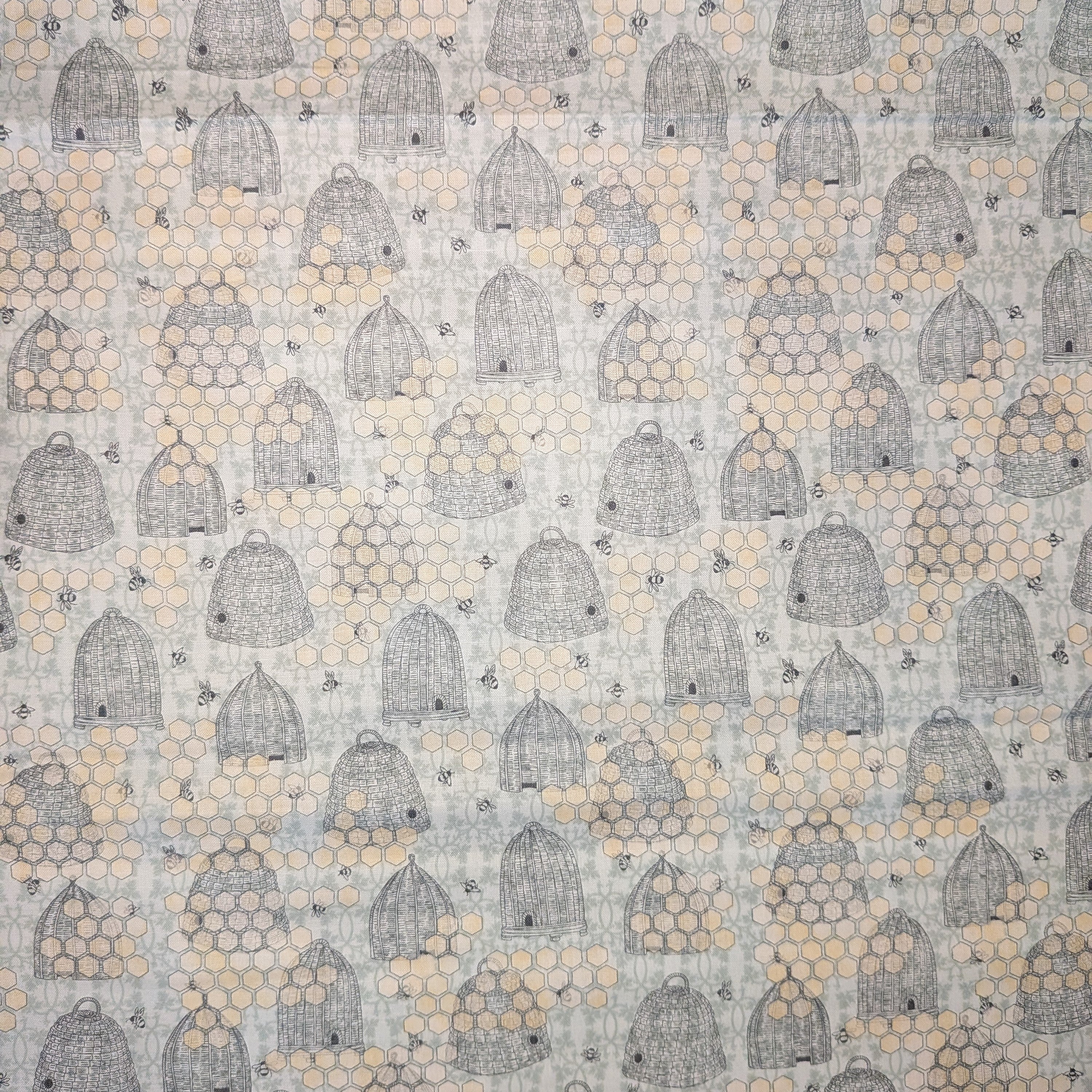 Springs Creative ~ Sweet As Can Bee ~ BEEHIVES and HONEYCOMB ~ (Licensed Print) ~ Gray ~ Sold by the 1/2 Yard