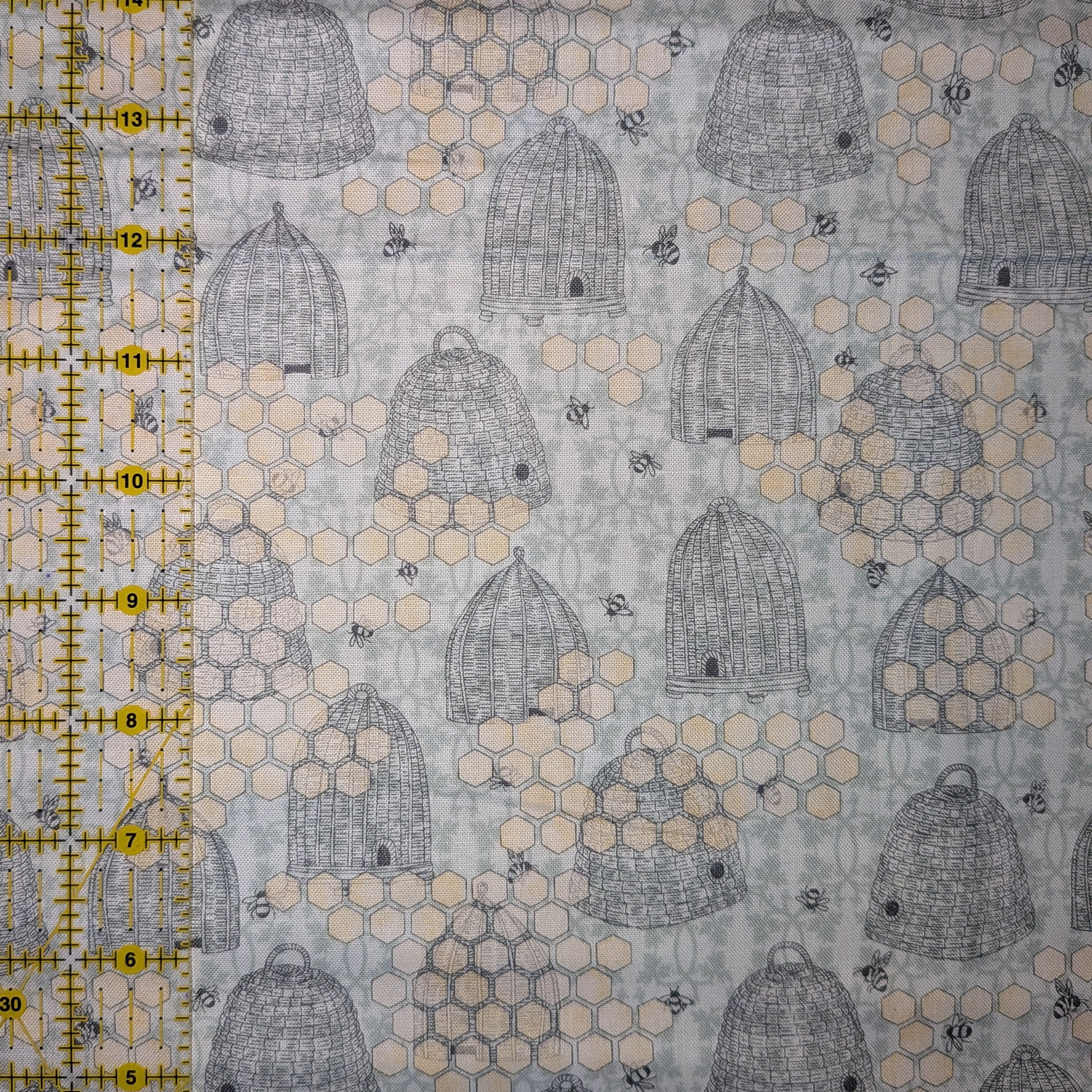 Springs Creative ~ Sweet As Can Bee ~ BEEHIVES and HONEYCOMB ~ (Licensed Print) ~ Gray ~ Sold by the 1/2 Yard
