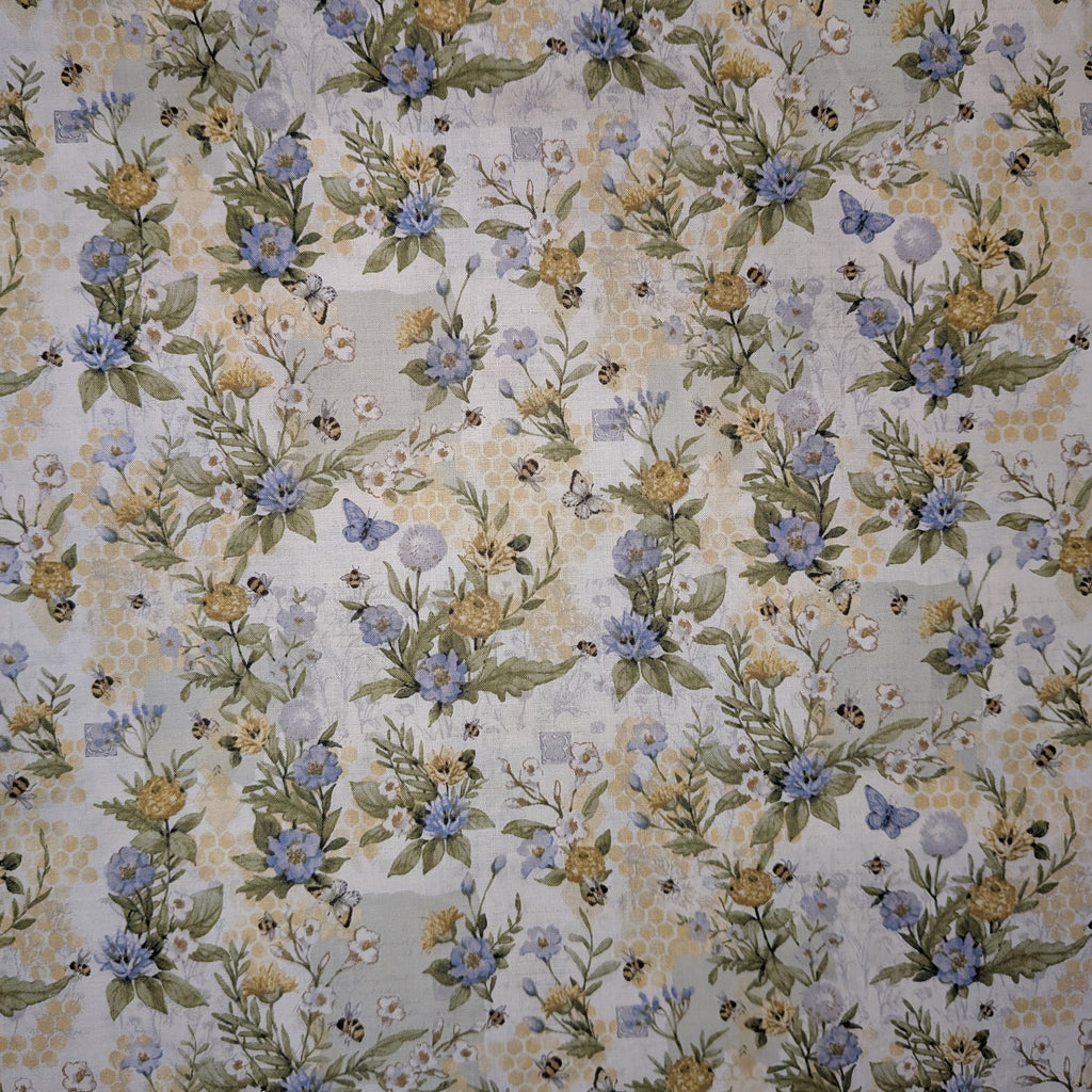 Springs Creative ~ Sweet As Can Bee ~ FLORAL ~ (Licensed Print) ~ Multi ~ Sold by the 1/2 Yard