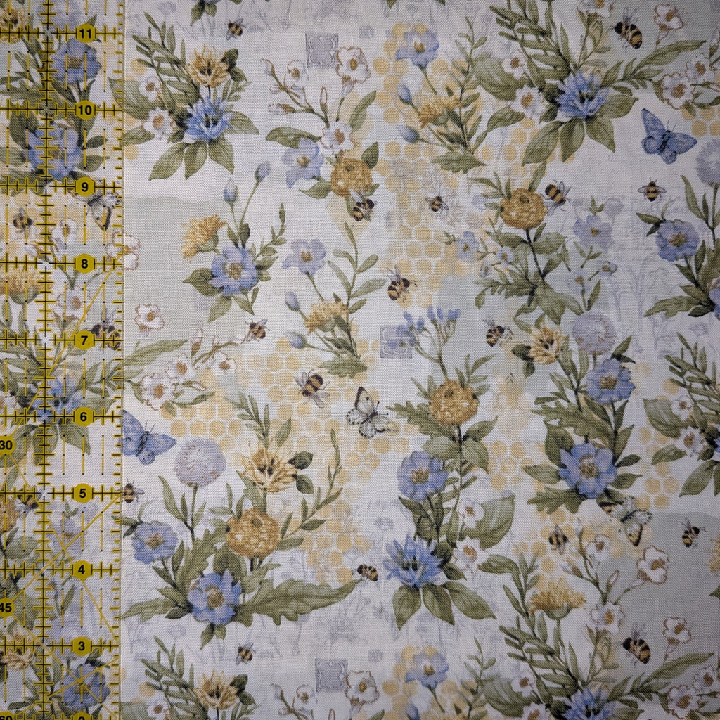 Springs Creative ~ Sweet As Can Bee ~ FLORAL ~ (Licensed Print) ~ Multi ~ Sold by the 1/2 Yard