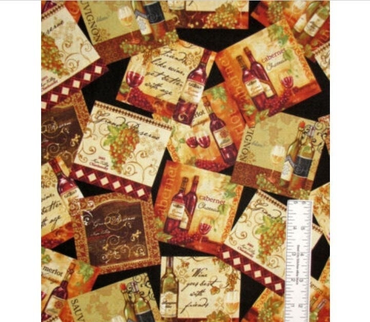 Wilmington Prints ~ WINE A LITTLE, You'll Feel Better ~ Tossed  ~ Sold by the 1/2 Yard