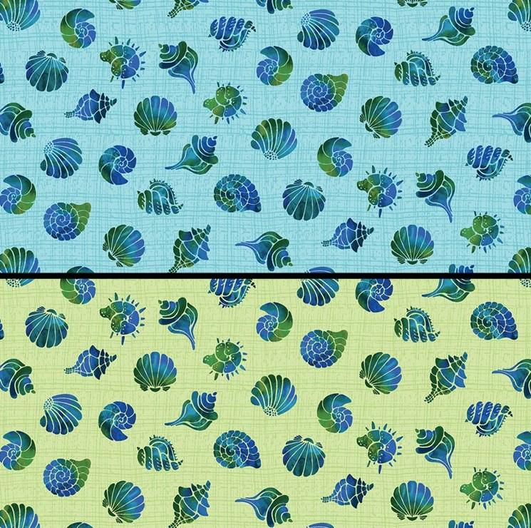 Benartex ~ ATLANTIS (Mythical Mermaids) ~ SHELLS, Turquoise or Lime ~ Sold by the 1/2 Yard
