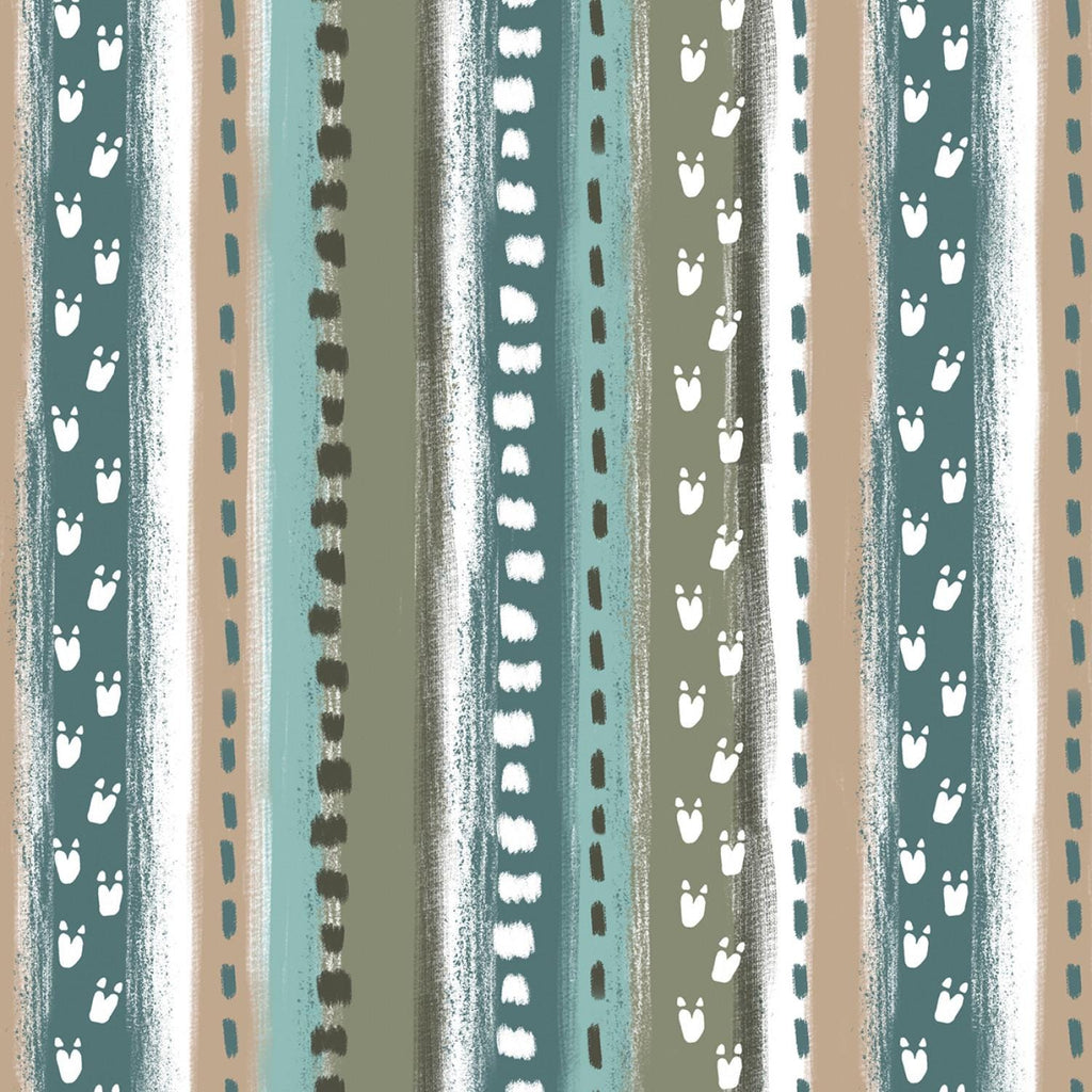 David Textiles ~ GOING DINO Stripe ~ FLANNEL ~ Multi~ Sold by the 1/2 Yard