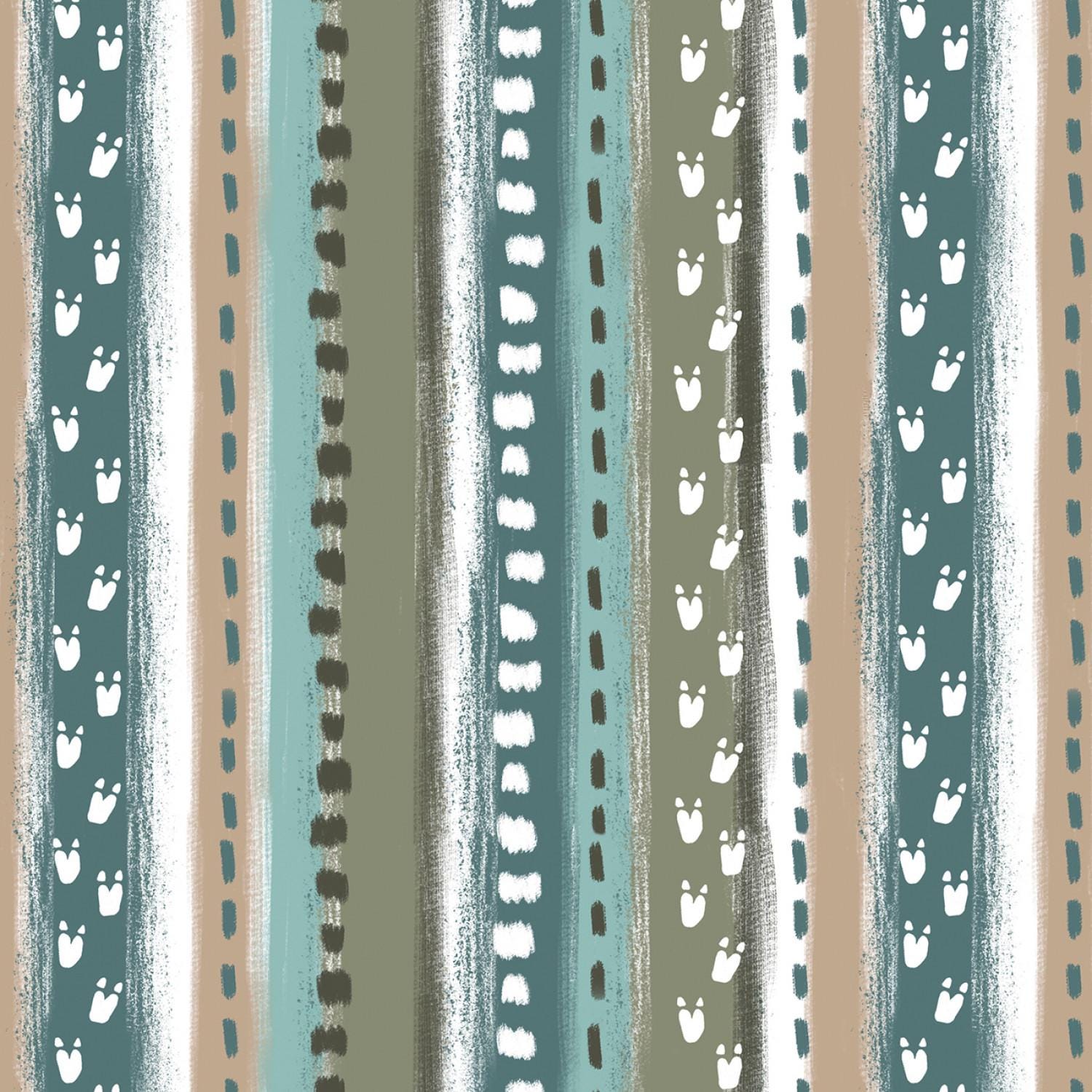 David Textiles ~ GOING DINO Stripe ~ FLANNEL ~ Multi~ Sold by the 1/2 Yard