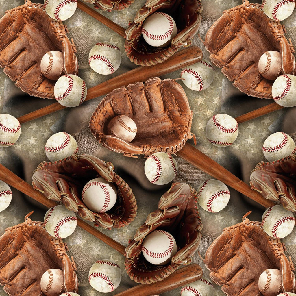 David Textiles ~ BASEBALL STARS (Potpourri of Novelty) ~ Multi ~ Sold by the 1/2 Yard