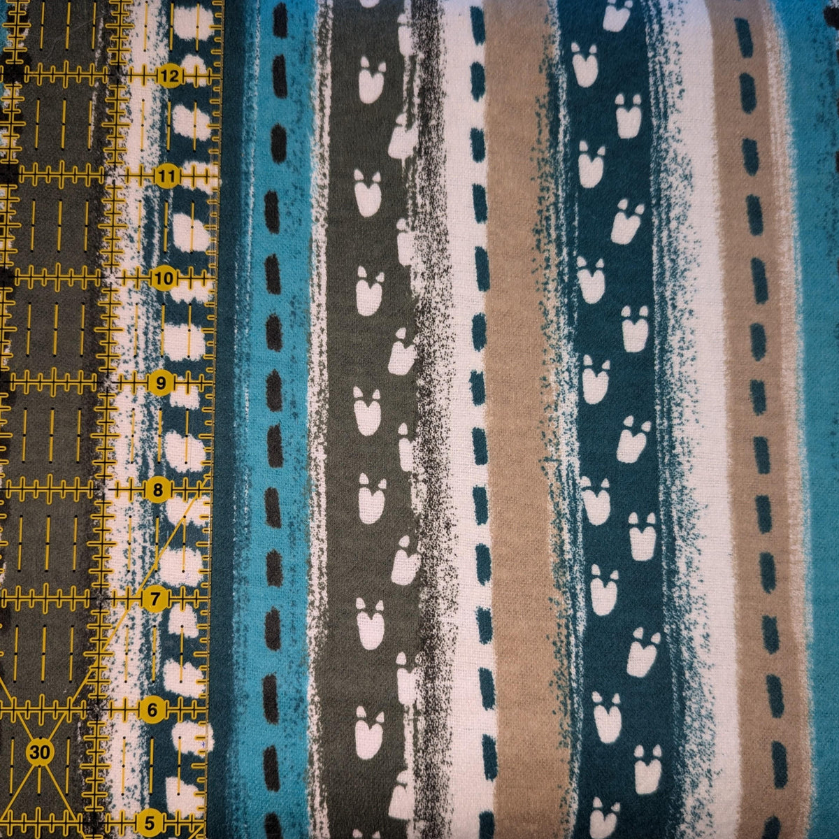 David Textiles ~ GOING DINO Stripe ~ FLANNEL ~ Multi~ Sold by the 1/2 Yard