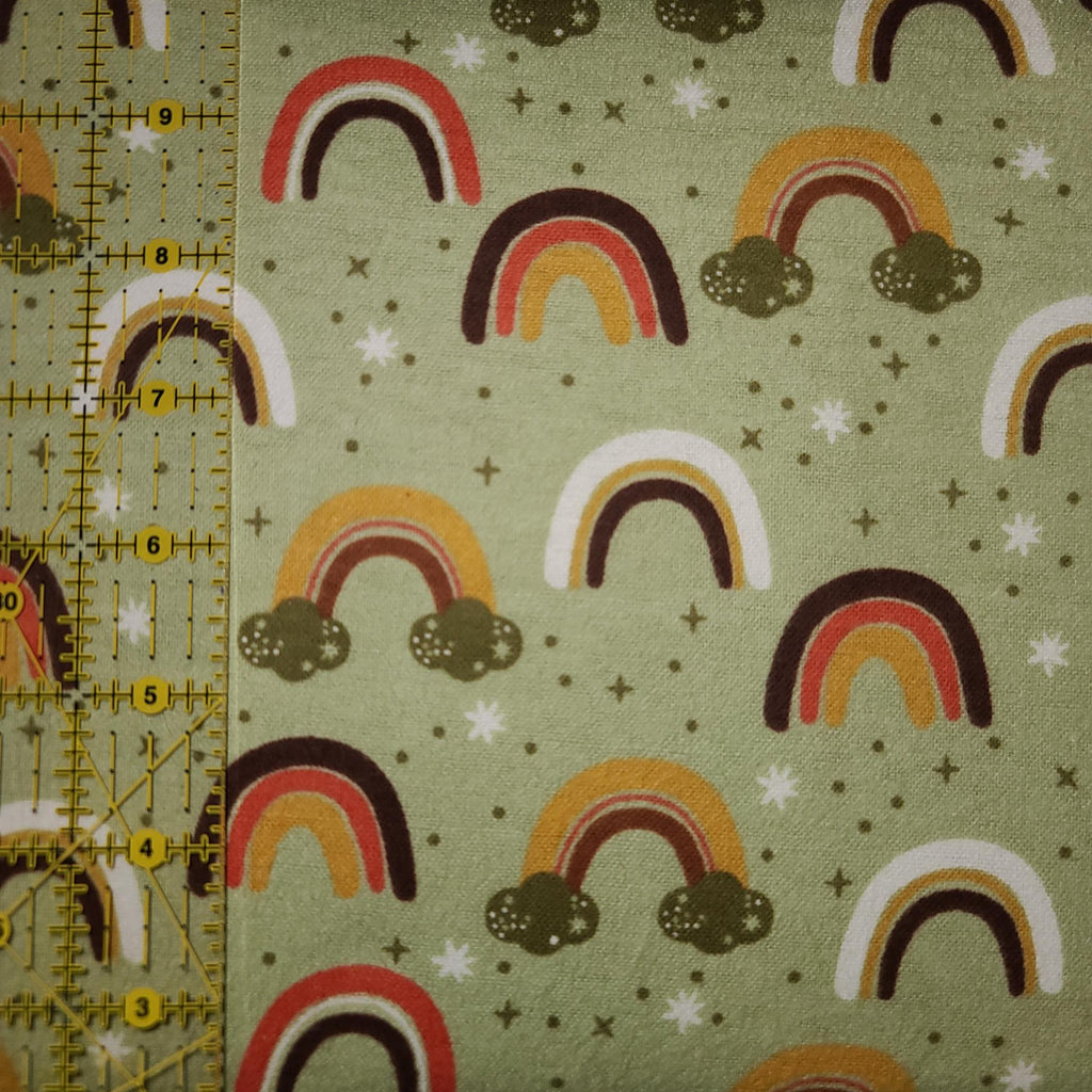David Textiles ~ RAINBOW SCATTER ~ FLANNEL ~ Green ~ Sold by the 1/2 Yard